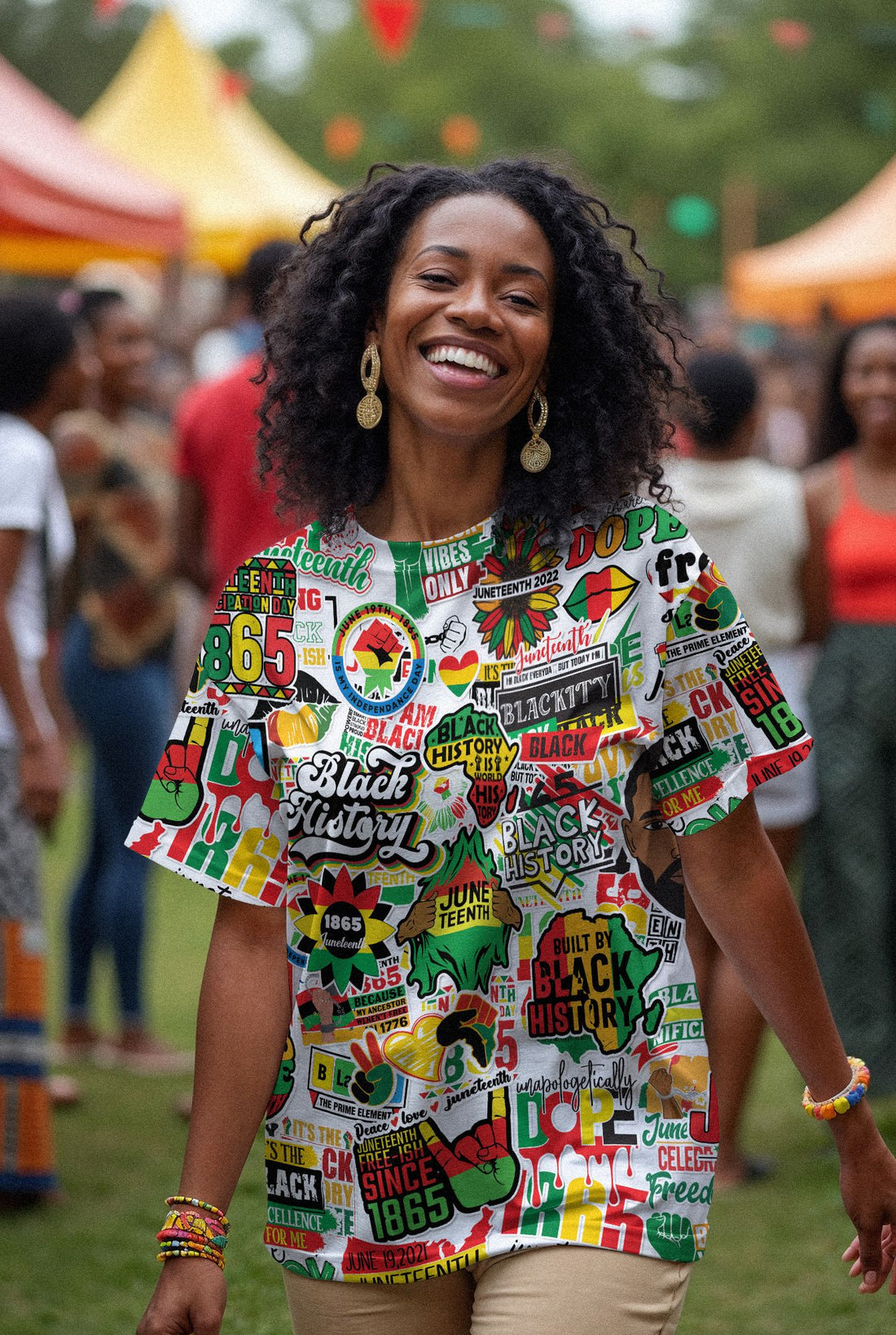 Juneteenth Stickers T-shirt AOP Tee Tianci 