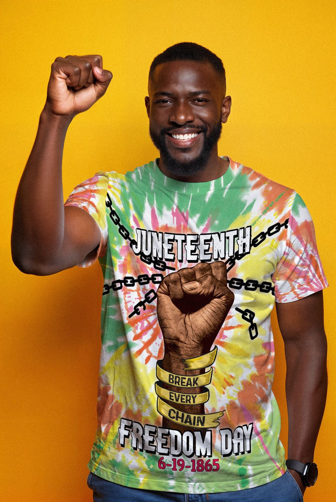 Juneteenth Freedom Day Tie Dye T-shirt AOP Tee Tianci 
