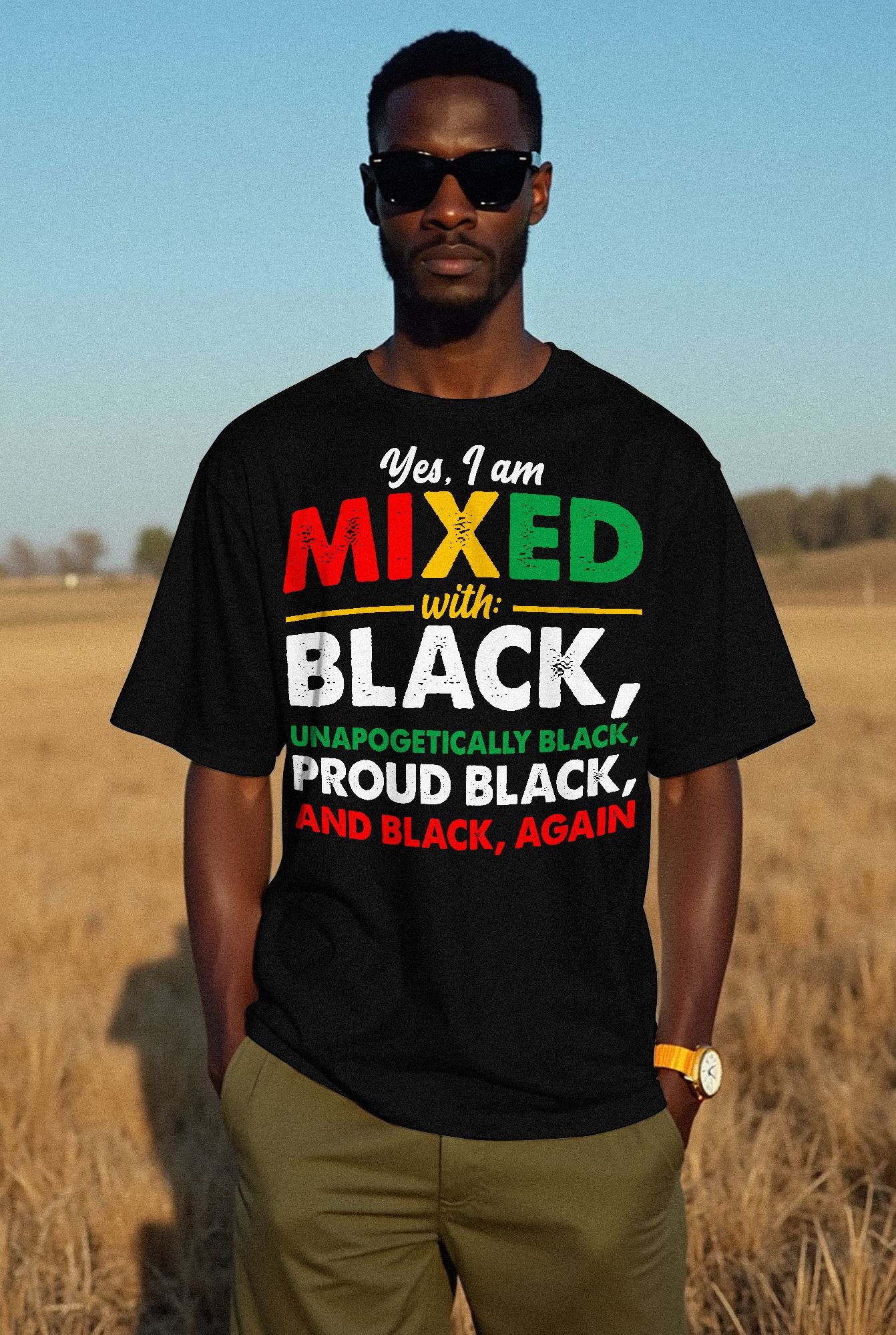 Yes, I'm Mixed with Black T-shirt Apparel Gearment 
