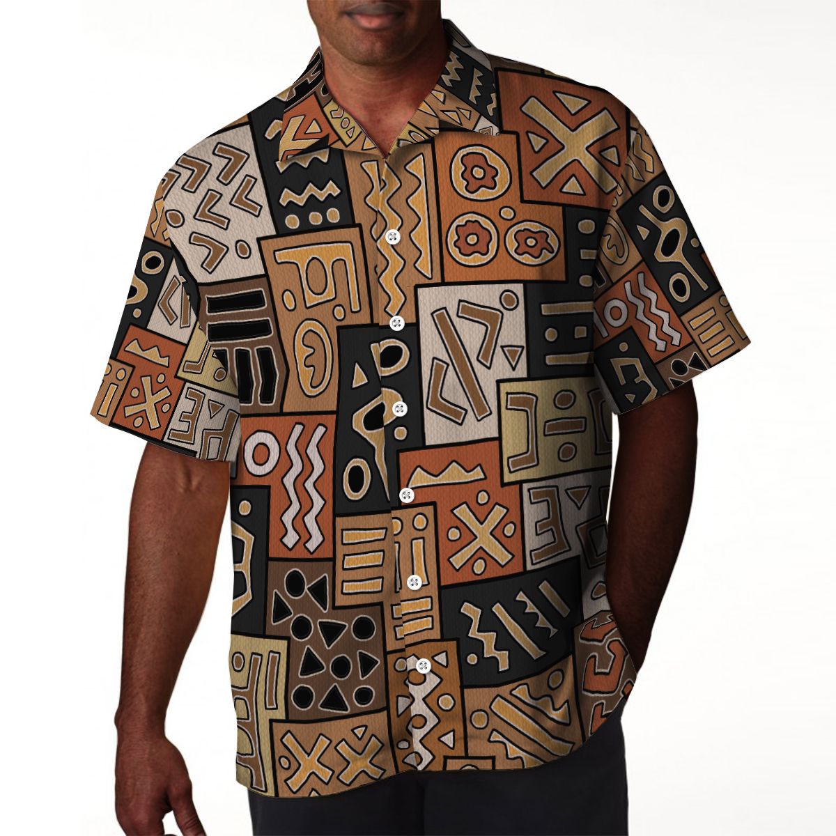 Mudcloth Mosaic Hawaiian Shirt Hawaiian Shirt Tianci 