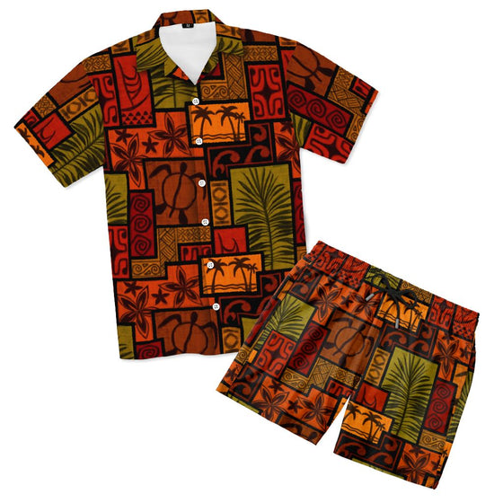 Bogolan Sunset Hawaiian Shirt And Shorts Set Hawaiian Shirt And Shorts Set Tianci 