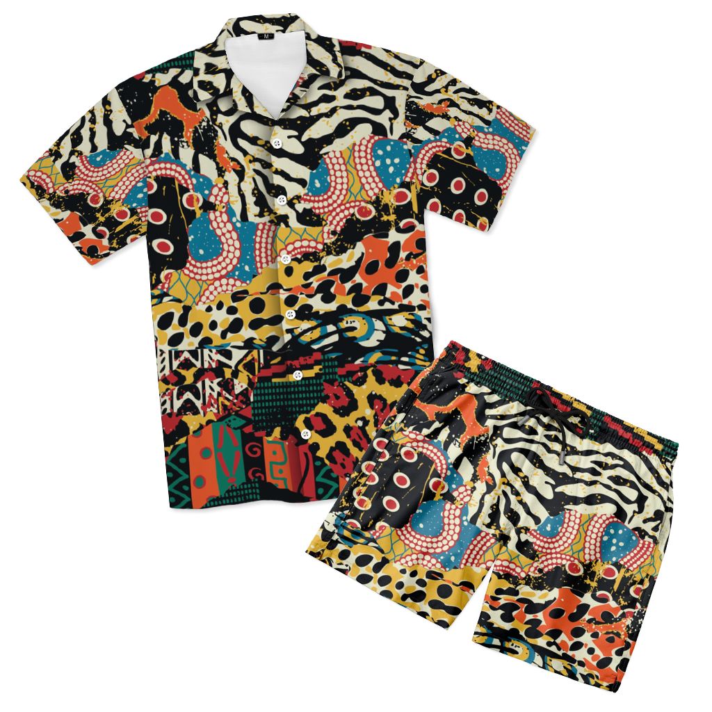 African Patchwork 2 Hawaiian Shirt and Shorts Set Hawaiian Shirt And Shorts Set Tianci 