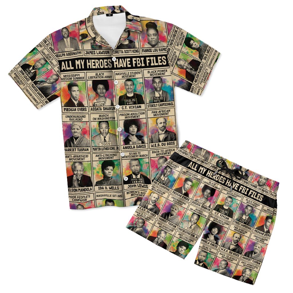 All My Heroes Have FBI Files Hawaiian Shirt and Shorts Set Hawaiian Shirt And Shorts Set Tianci 