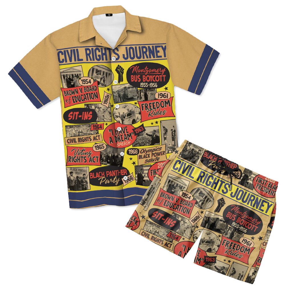 Civil Rights Events in 50s Style Hawaiian Shirt and Shorts Set Hawaiian Shirt And Shorts Set Tianci 