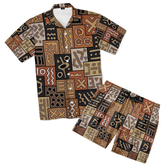 Mudcloth Mosaic Hawaiian Shirt And Shorts Set Hawaiian Shirt And Shorts Set Tianci 