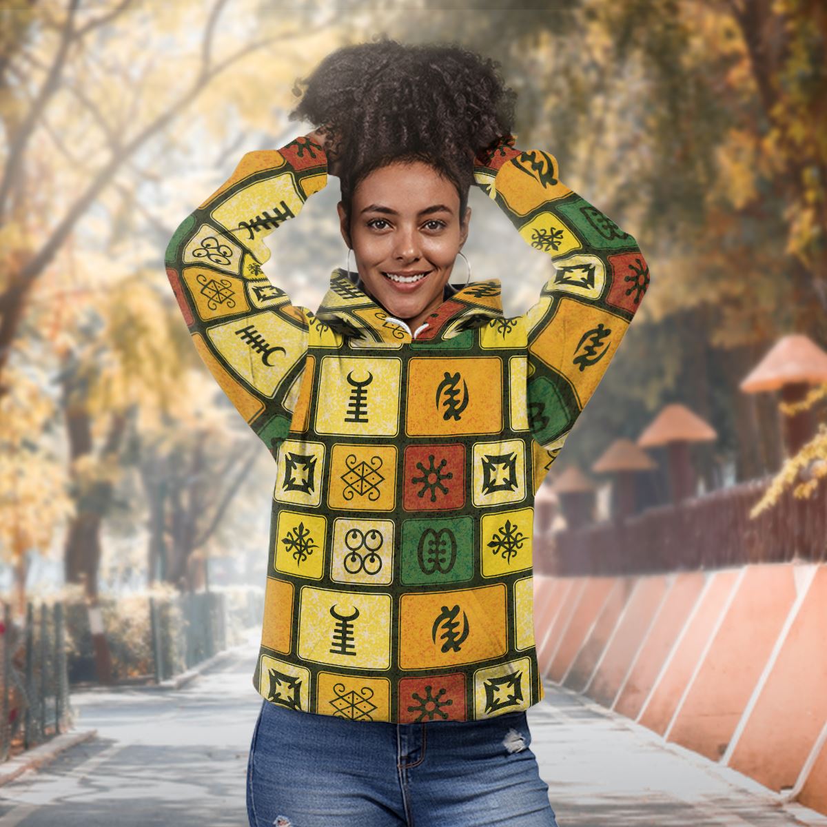 Adinkra Symbols Premium Hoodie Fleece Hoodie Zootop Bear 