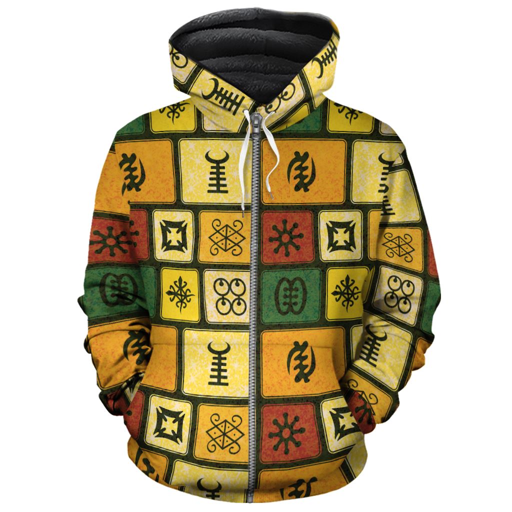 Adinkra Symbols Premium Hoodie Fleece Hoodie Zootop Bear Zip S 