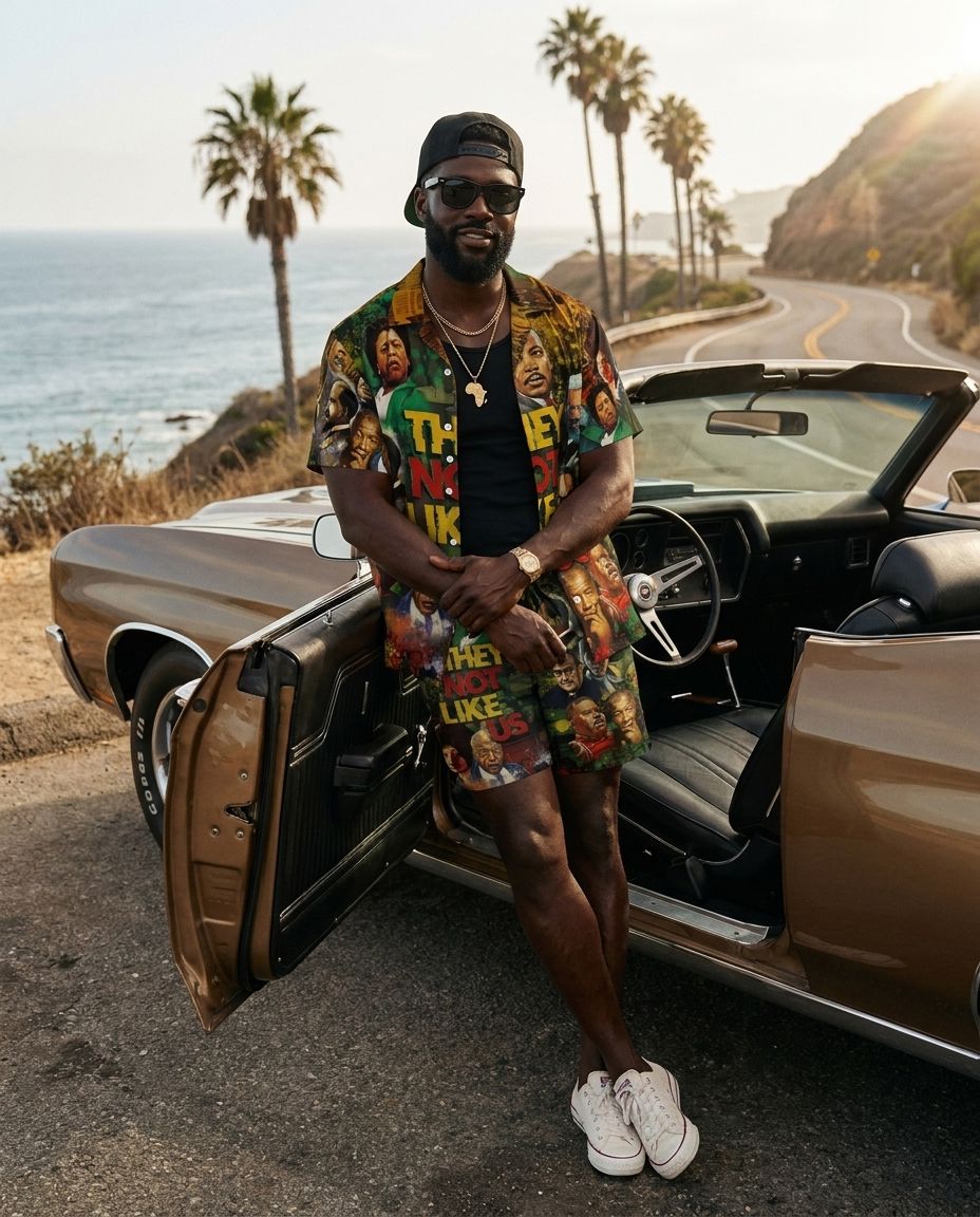 They Not Like Us Hawaiian Shirt And Shorts Set Hawaiian Shirt And Shorts Set Melaninful S S 