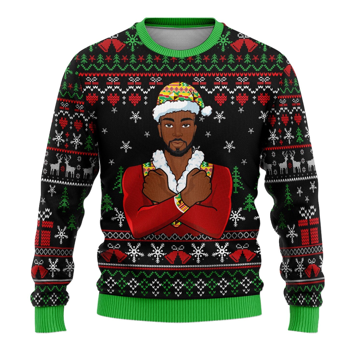 Mr. and Mrs. Santa With African Traditional Costume Ugly Sweatshirt Sweatshirt Tianci Mr. Santa S 