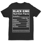 Black King Nutrition Facts T-shirt Apparel Gearment Standard - Soft Feel & Modern Fit Black S