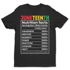 Juneteenth Nutrition Facts T-shirt Apparel Gearment Standard - Soft Feel & Modern Fit Black S