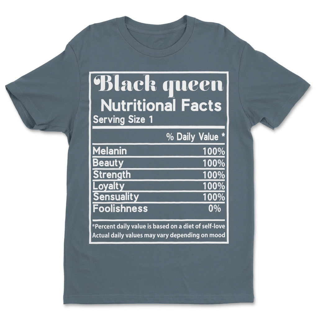 Black Queen Nutrition Facts T-shirt Apparel Gearment 