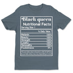 Black Queen Nutrition Facts T-shirt Apparel Gearment 