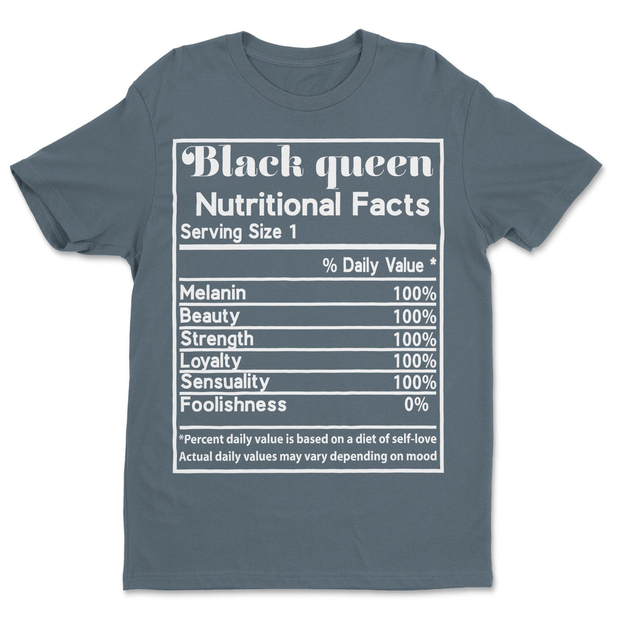 Black Queen Nutrition Facts T-shirt Apparel Gearment 