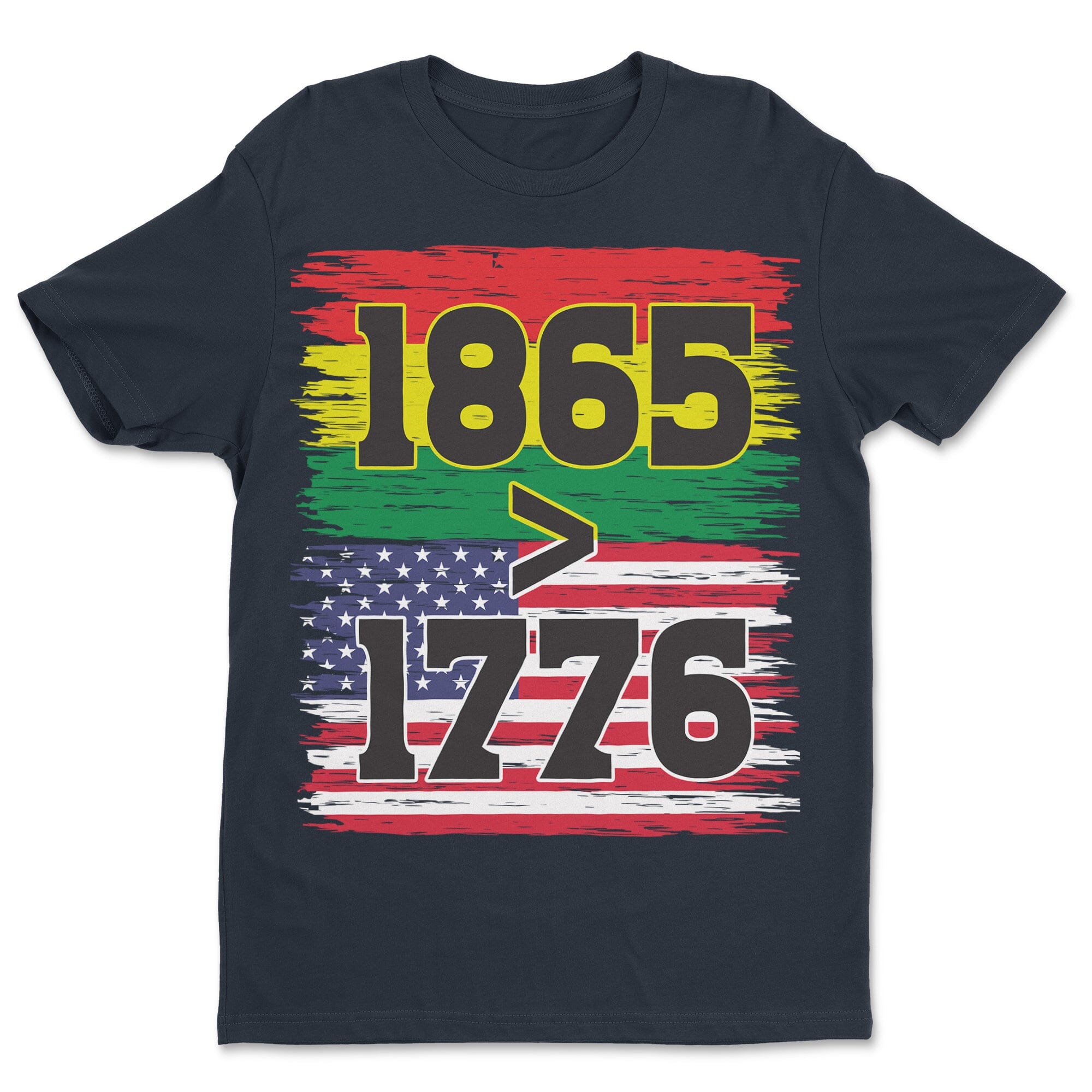 1865 > 1776 Juneteenth T-shirt Apparel Gearment Standard - Soft Feel & Modern Fit Midnight Navy S
