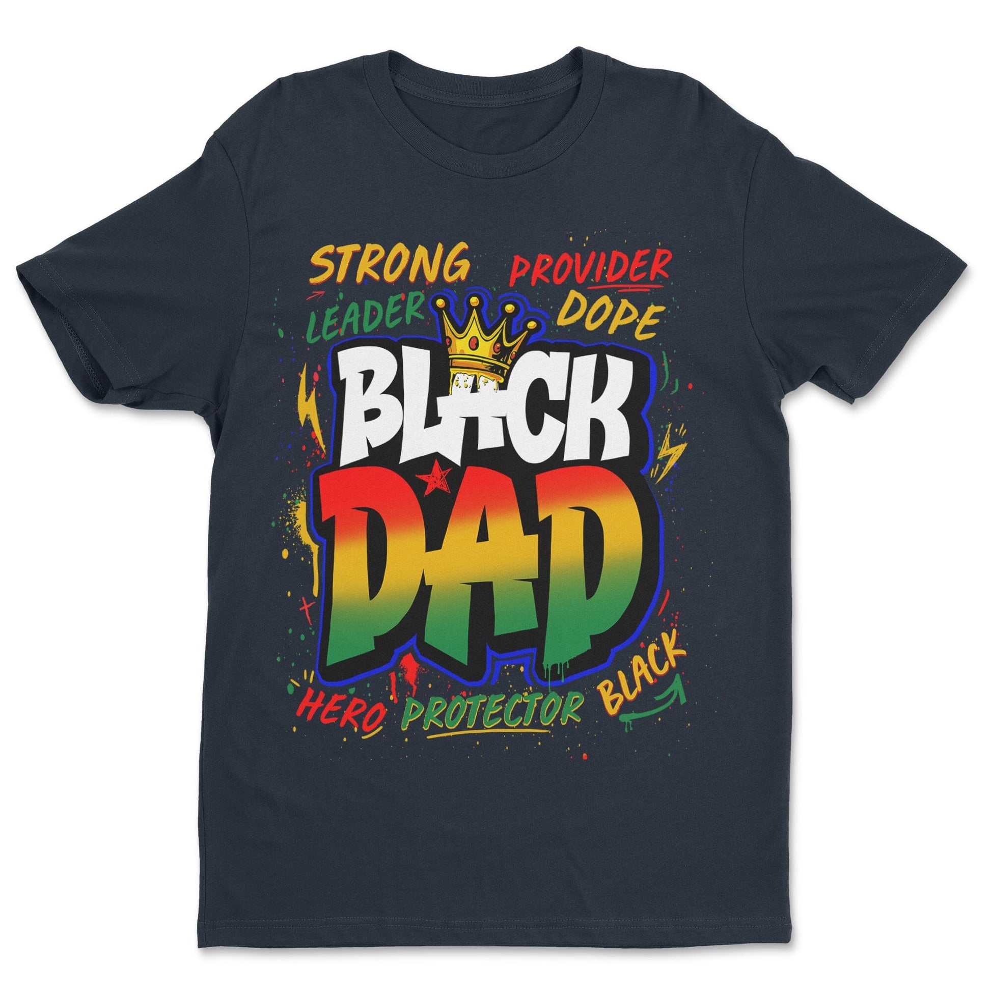Black Dad Graffiti T-shirt Apparel Gearment Standard - Soft Feel & Modern Fit Midnight Navy S