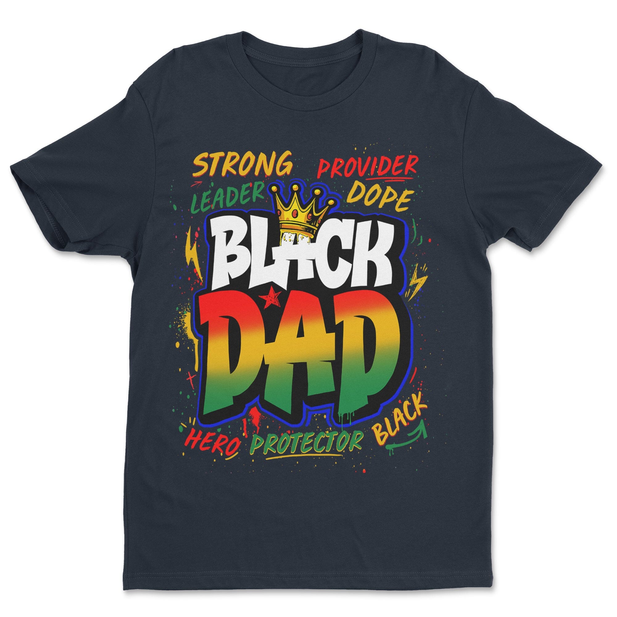 Black Dad Graffiti T-shirt Apparel Gearment Standard - Soft Feel & Modern Fit Midnight Navy S
