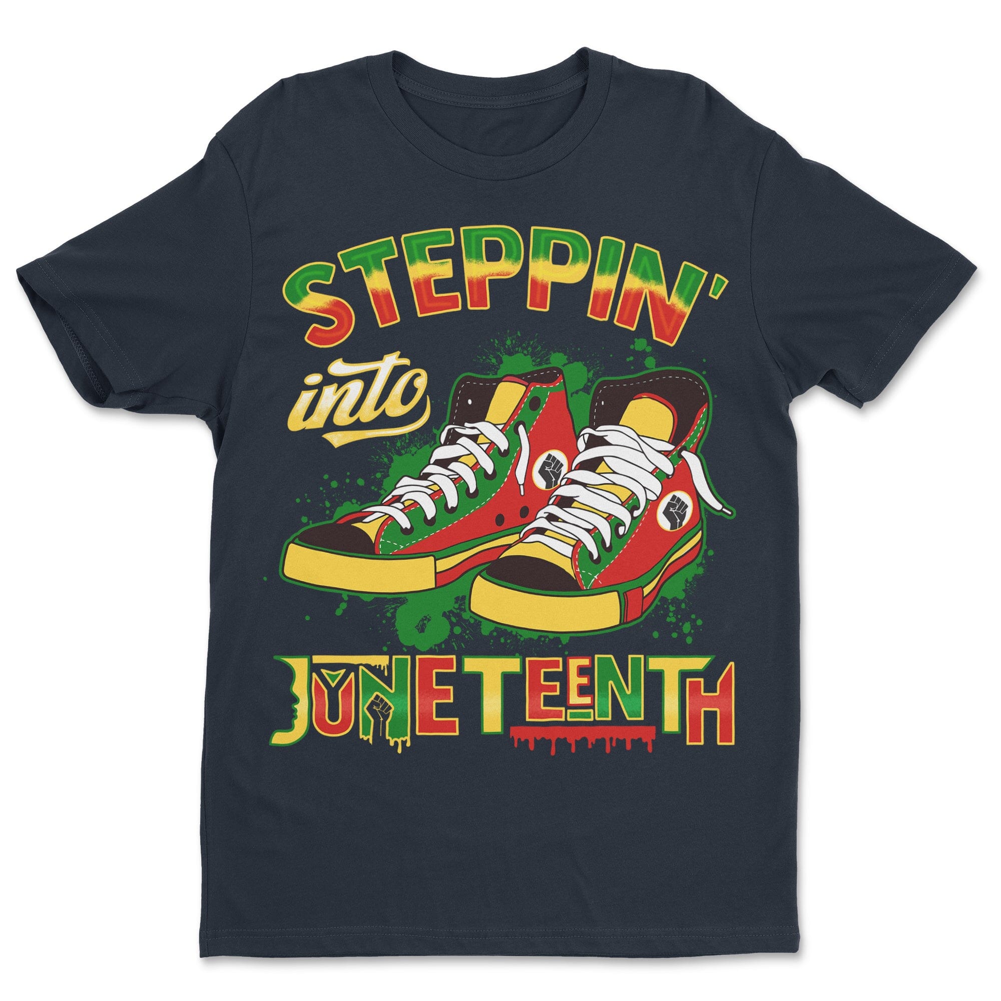 Steppin' Into Juneteenth T-shirt Apparel Gearment Standard - Soft Feel & Modern Fit Midnight Navy S