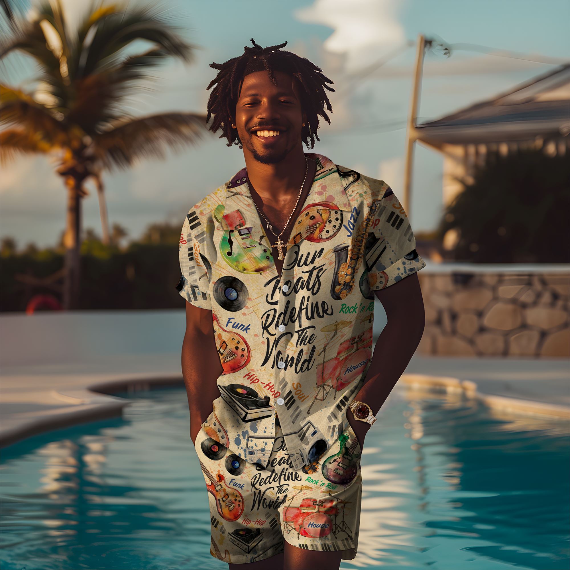 Our Beats Redefine The World Hawaiian Shirt and Shorts Set Hawaiian Shirt And Shorts Set Tianci 