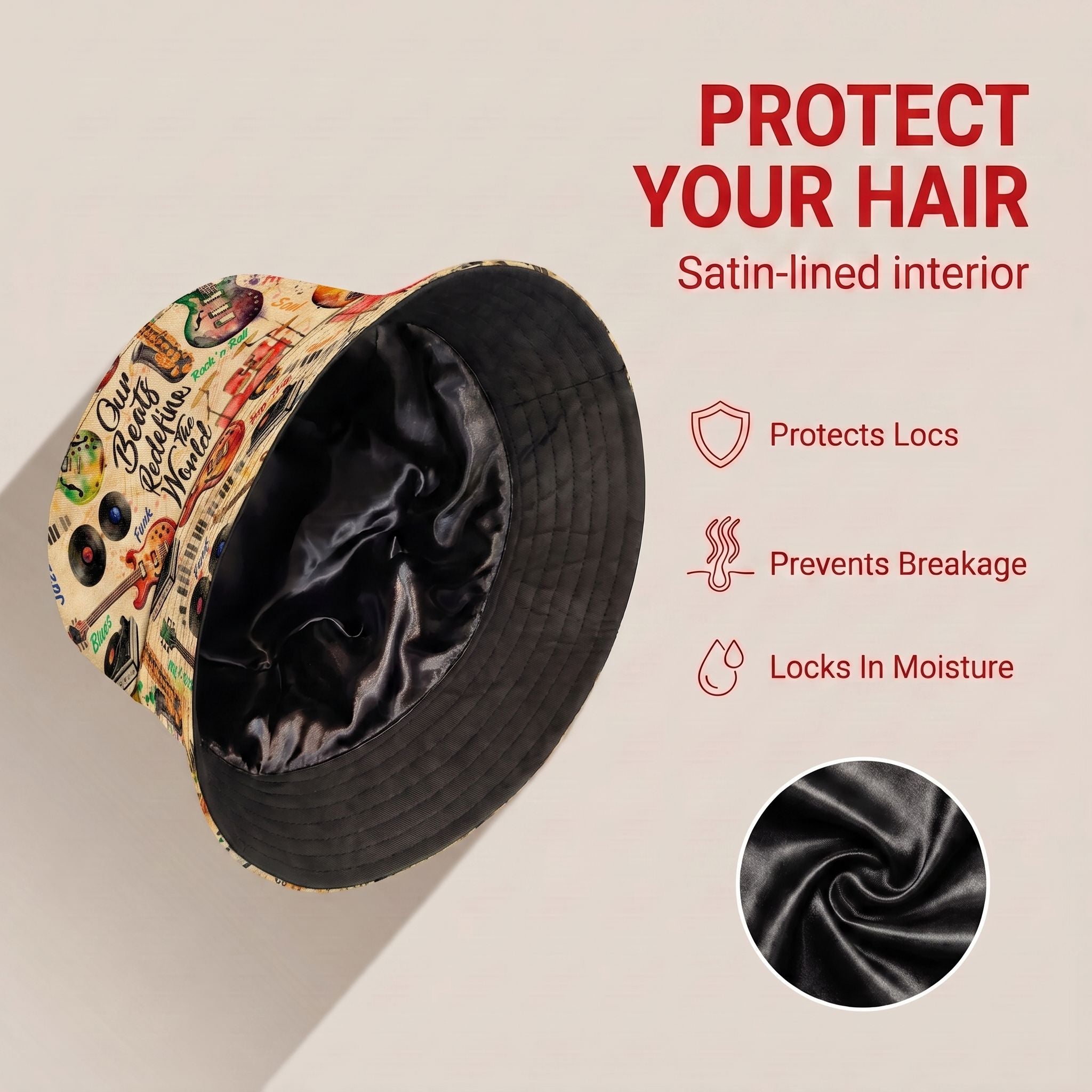 Our Beats Redefine The World Bucket Hat Bucket Hat Tianci Premium Satin Lined Average 