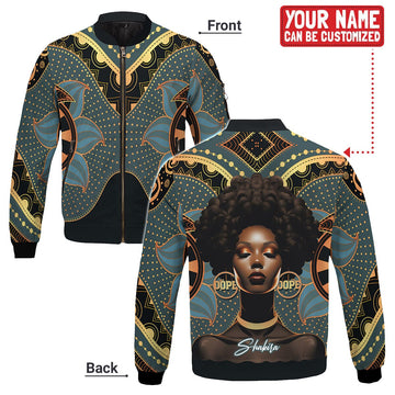 Powerful Woman in Patterns Bomber Jacket Bomber Jacket Tianci 