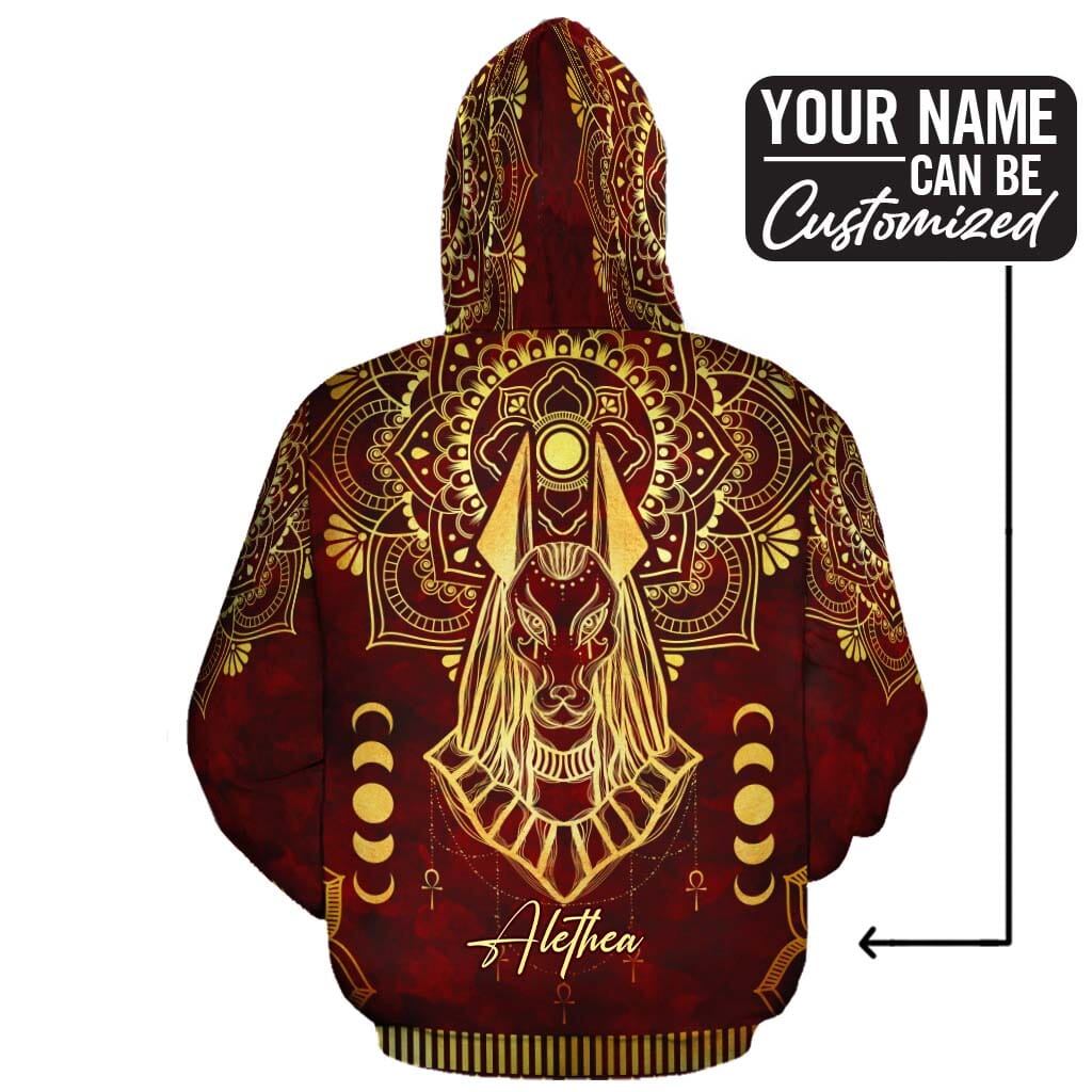Anubis Pattern In Red All-over Hoodie Hoodie Tianci 