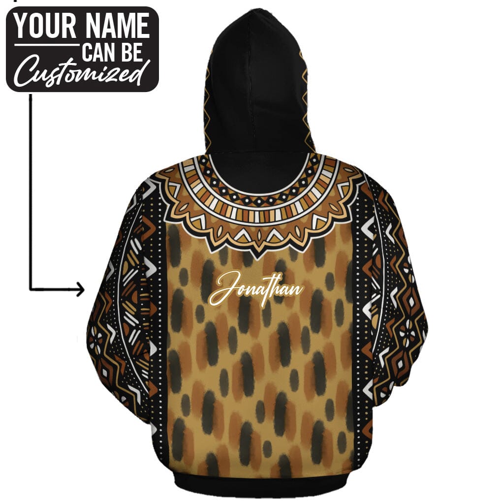 Printed Mud Cloth and Adinkra Symbol All-over Hoodie Hoodie Tianci 