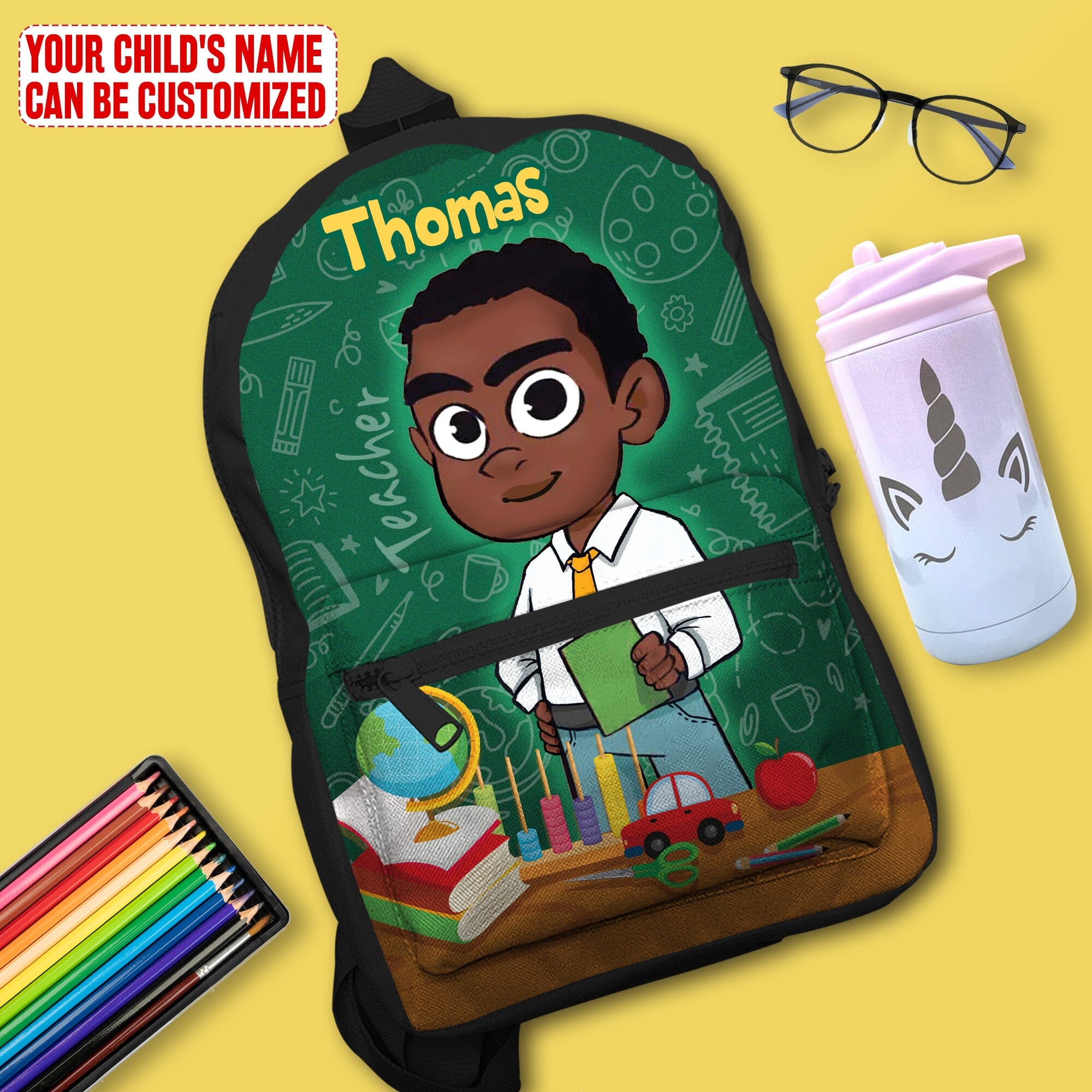 Personalized Little Afro Teacher Kid Backpack Kid Backpack Tianci 