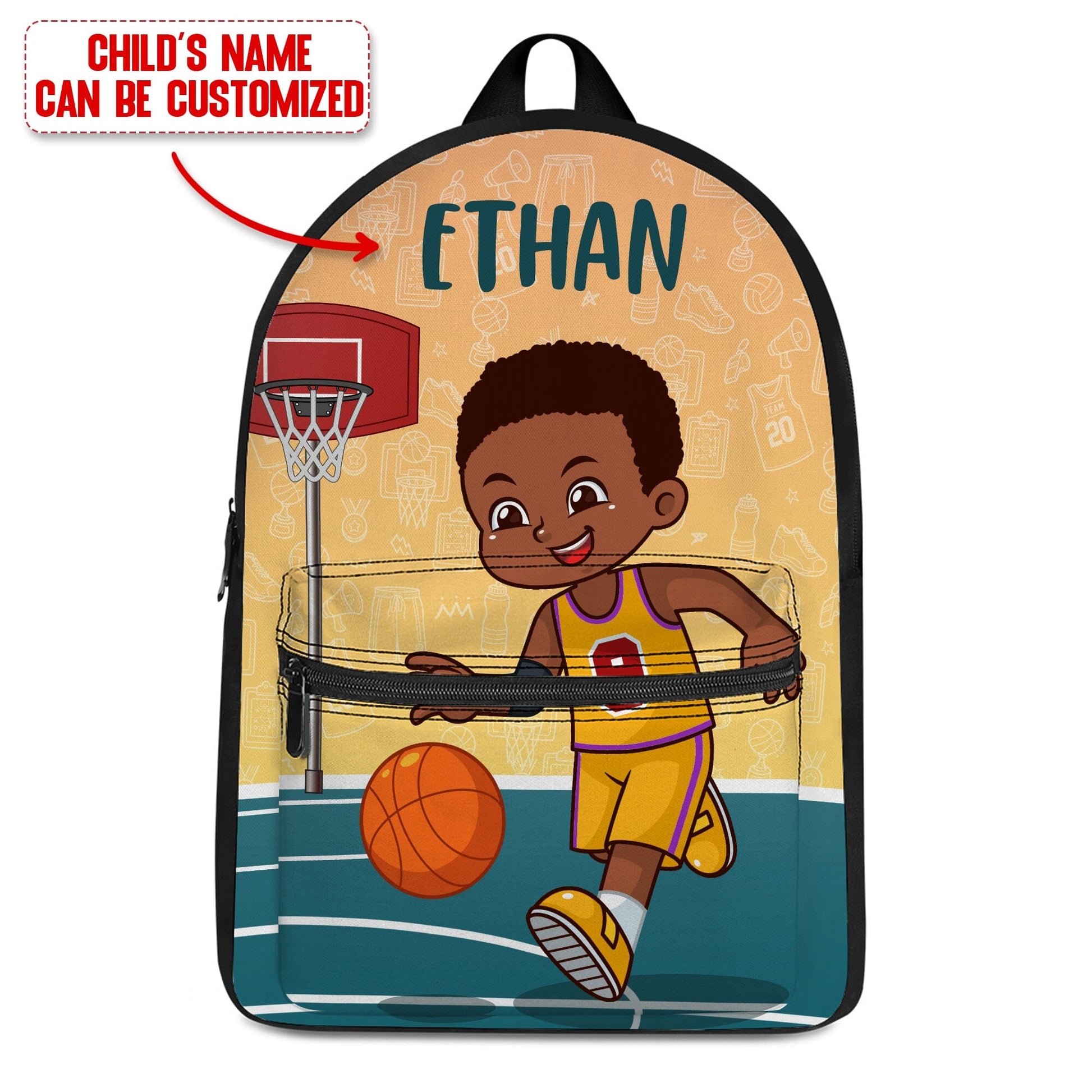 Personalized Little Afro Basketball Player Kid Backpack And Lunch Bag Set Kid Backpack And Lunch Bag Set Melaninful 