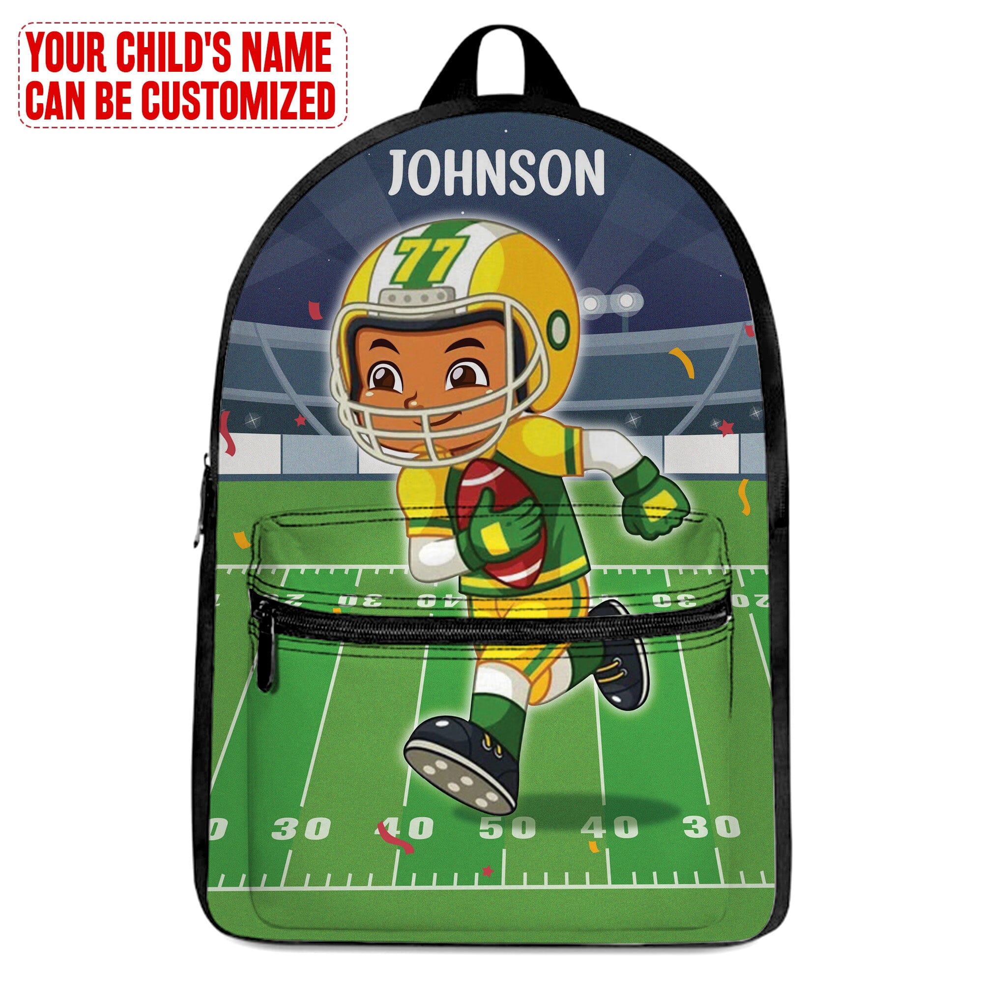 Personalized Little Afro American Football Player Kid Backpack And Lunch Bag Set Kid Backpack And Lunch Bag Set Melaninful 