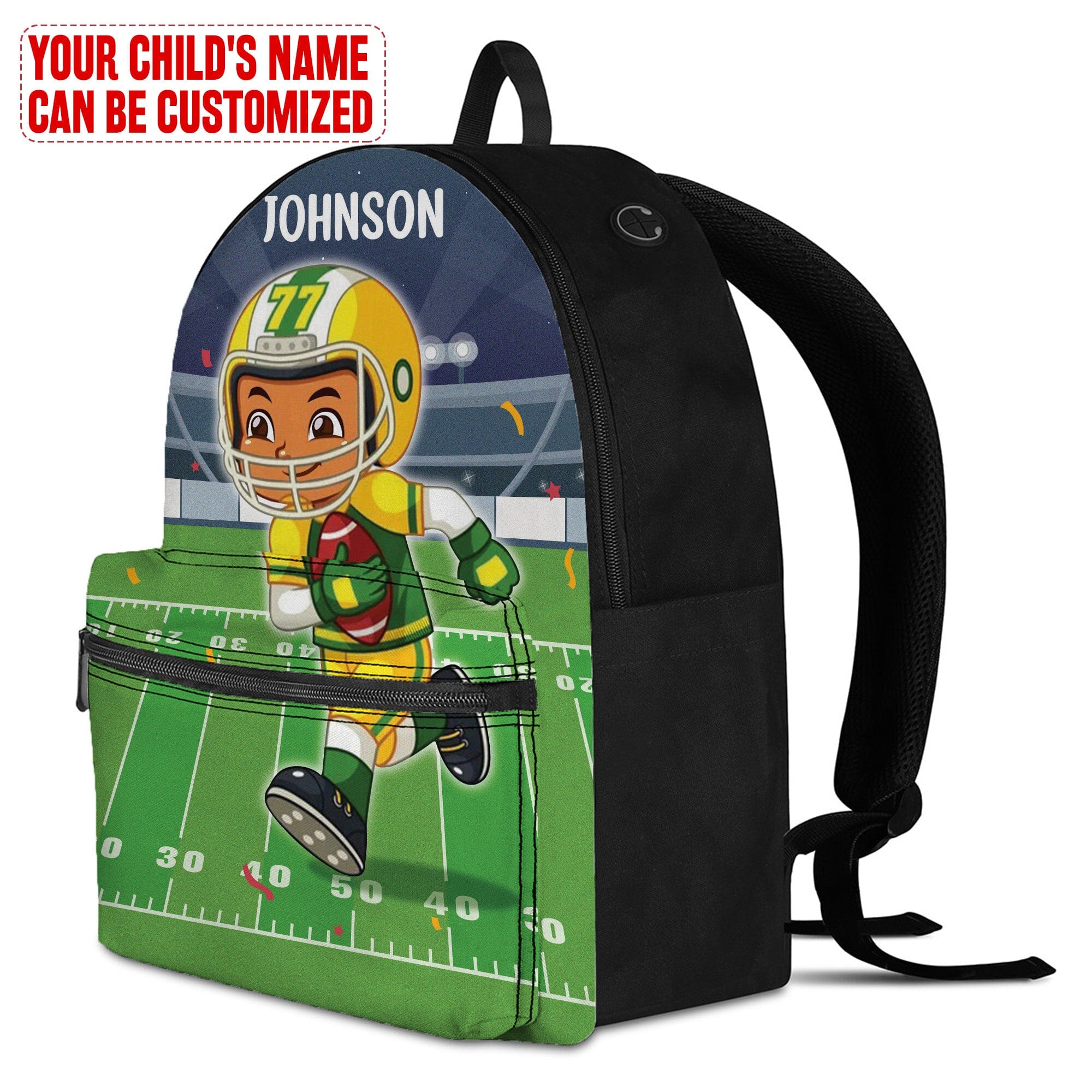 Personalized Little Afro American Football Player Kid Backpack And Lunch Bag Set Kid Backpack And Lunch Bag Set Melaninful 
