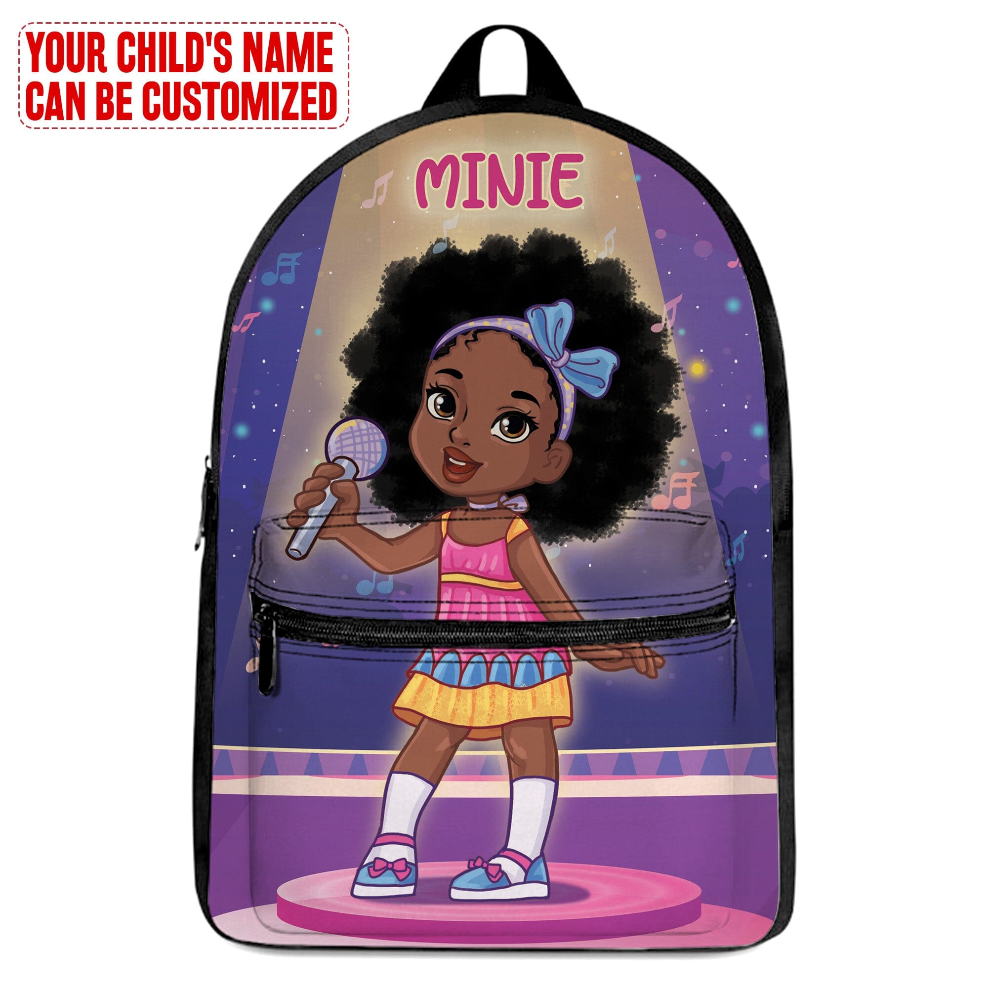 Personalized Little Afro Singer Kid Backpack And Lunch Bag Set Kid Backpack And Lunch Bag Set Melaninful 