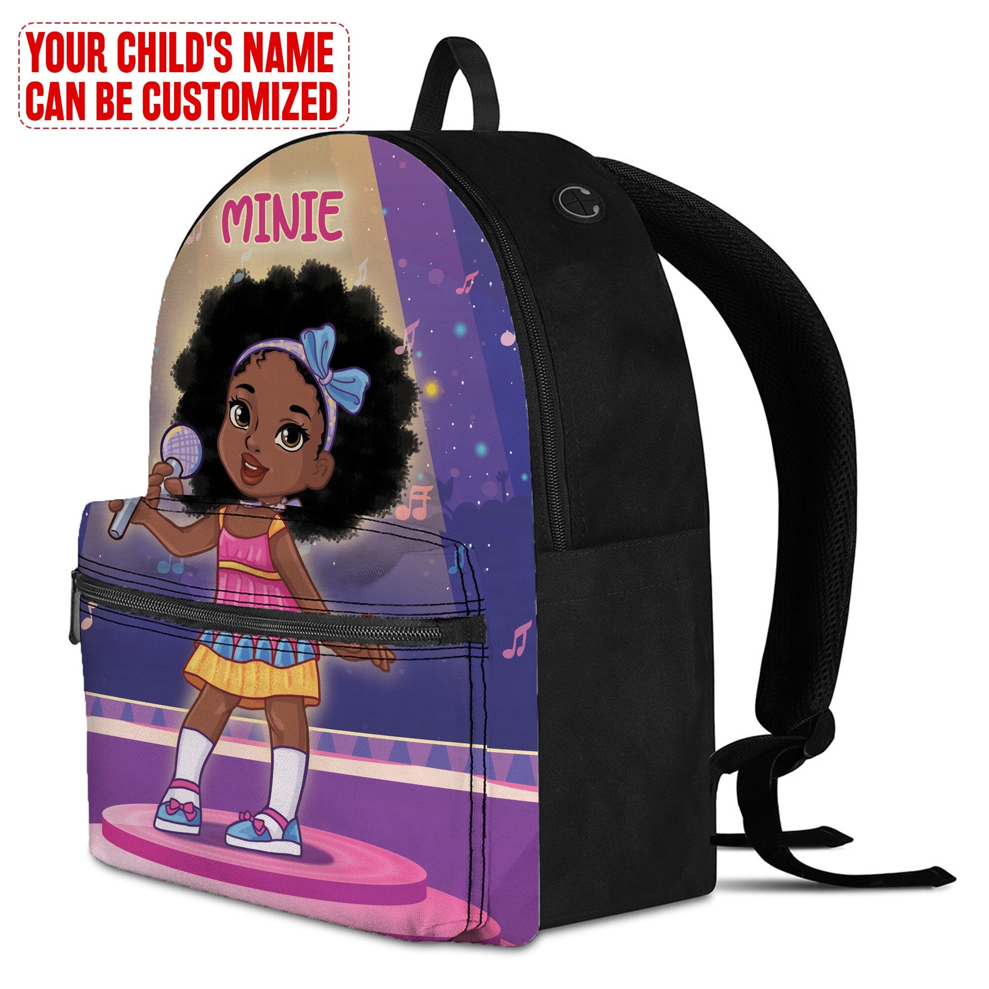 Personalized Little Afro Singer Kid Backpack And Lunch Bag Set Kid Backpack And Lunch Bag Set Melaninful 