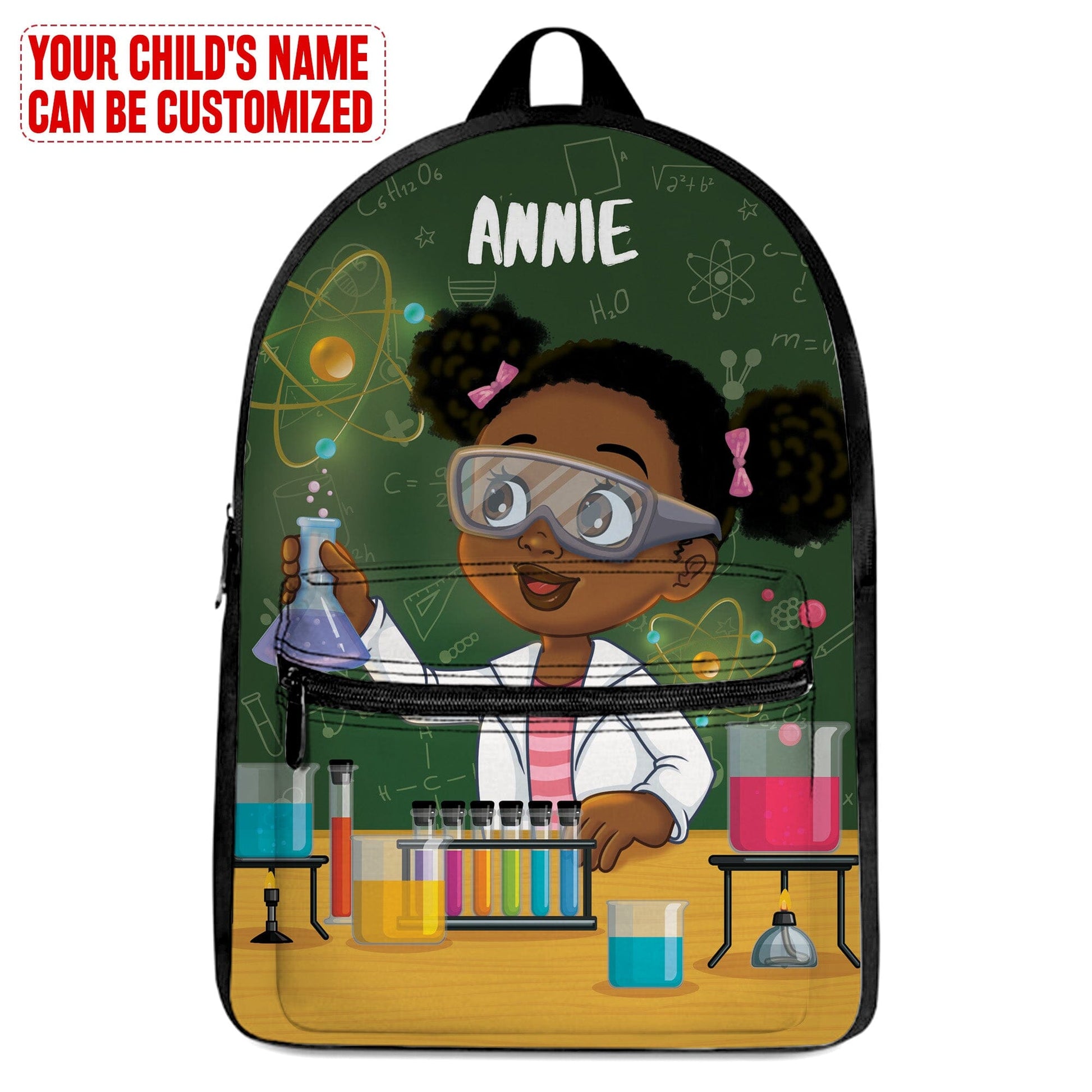 Personalized Little Cute Afro Scientist Kid Backpack And Lunch Bag Set Kid Backpack And Lunch Bag Set Melaninful 