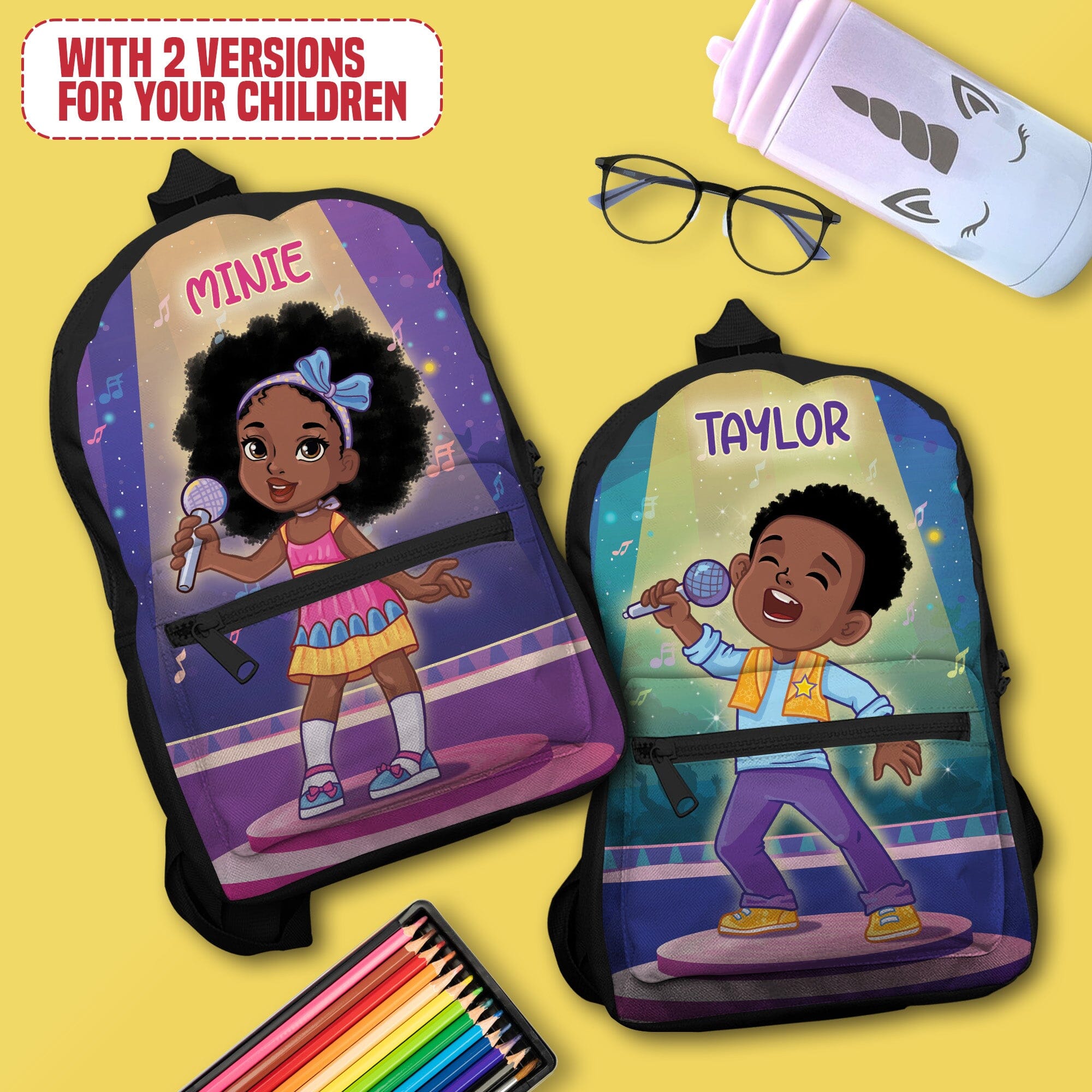 Personalized Little Afro Singer Kid Backpack Kid Backpack Tianci 