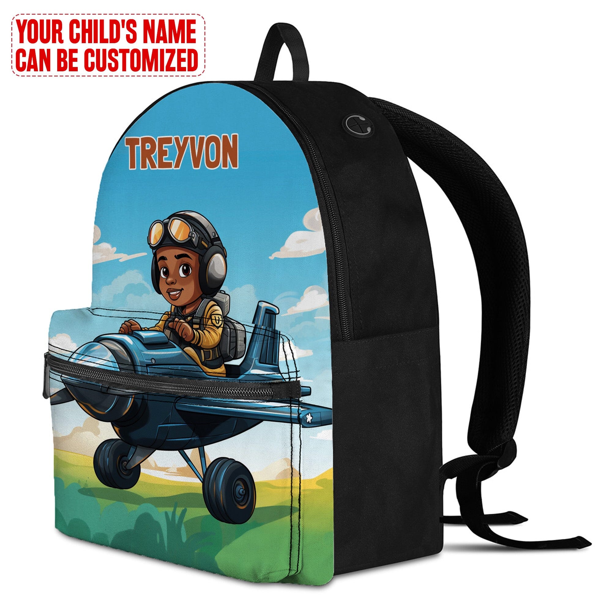 Personalized Little Afro Pilot Kid Backpack Kid Backpack Tianci 
