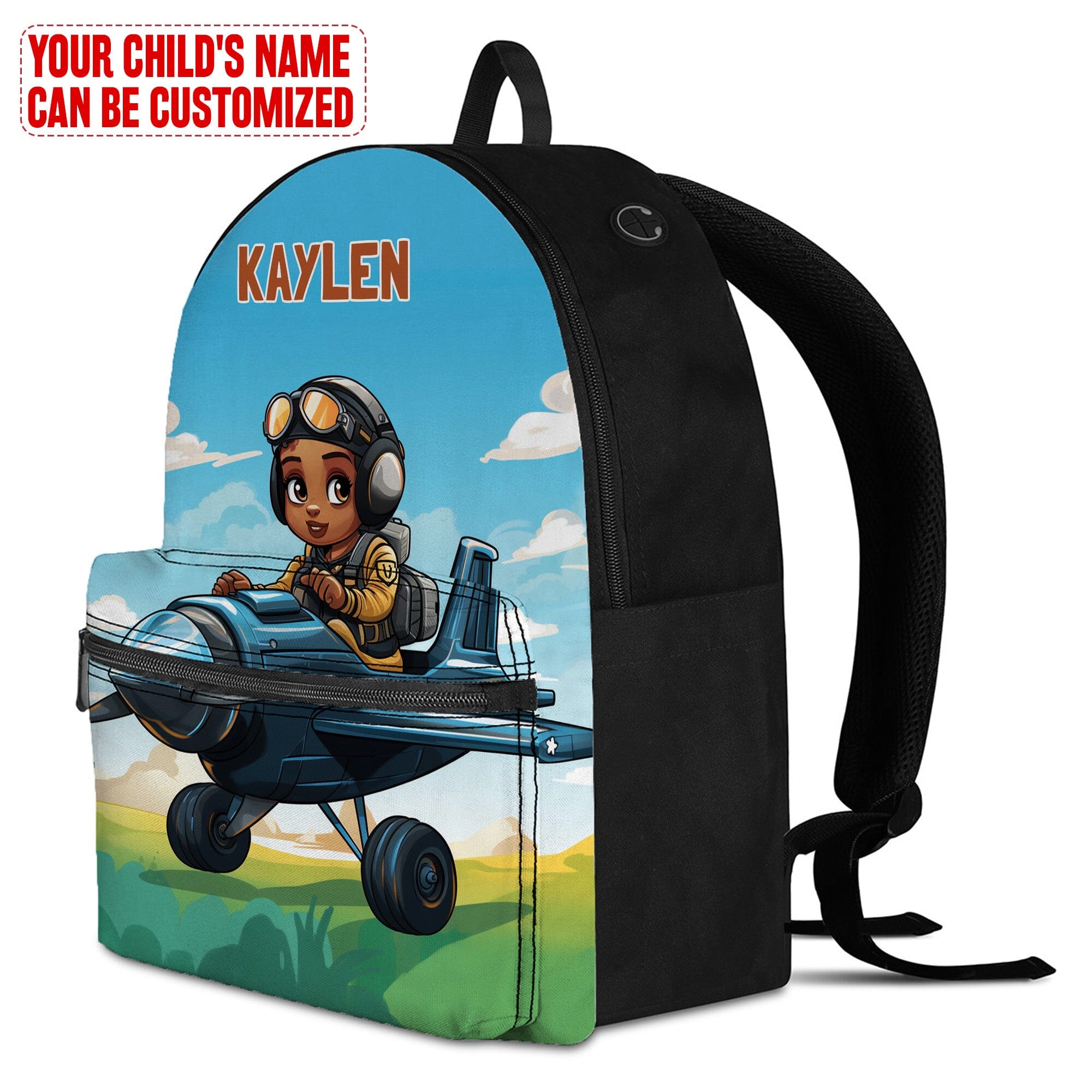 Personalized Little Afro Pilot Kid Backpack Kid Backpack Tianci 