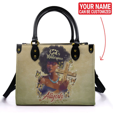 Personalized I Am God's Masterpiece Leather Handbag Leather Handbag Highcommerce 