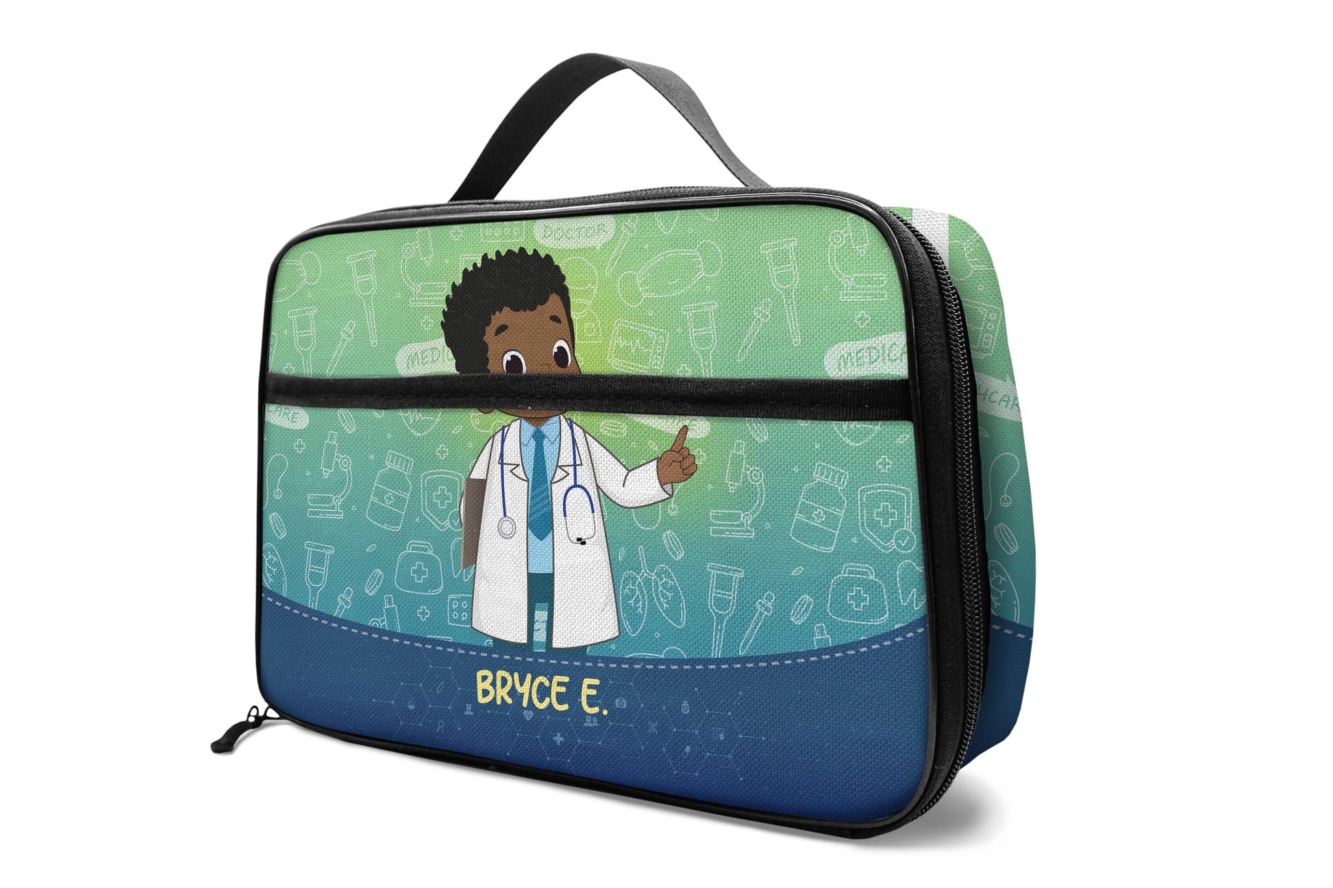 Personalized Little Afro Doctor Lunch Bag For Kids (Without Containers) Kid Lunch bag Tianci 