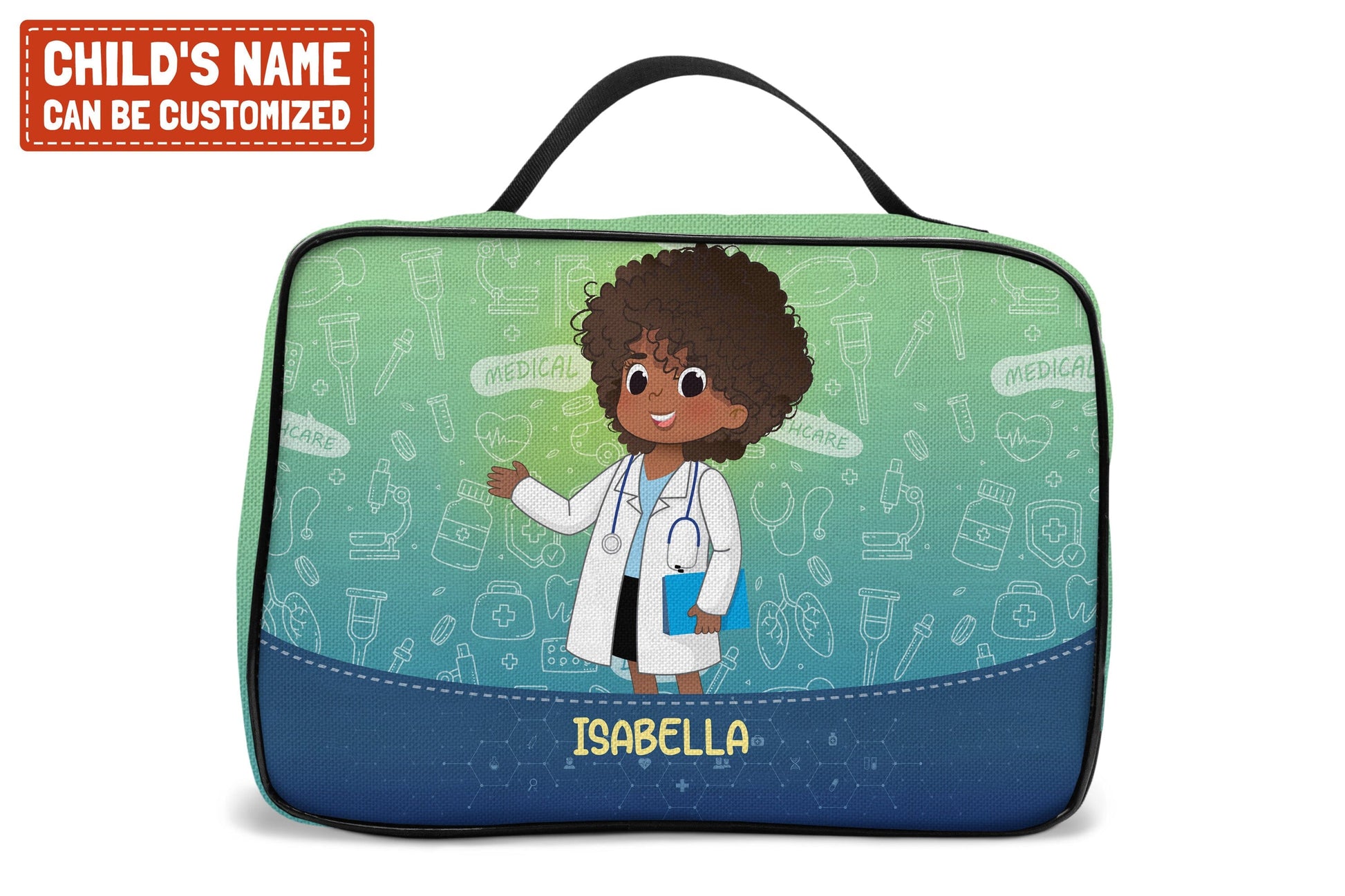 Personalized Little Afro Doctor Lunch Bag For Kids (Without Containers) Kid Lunch bag Tianci 