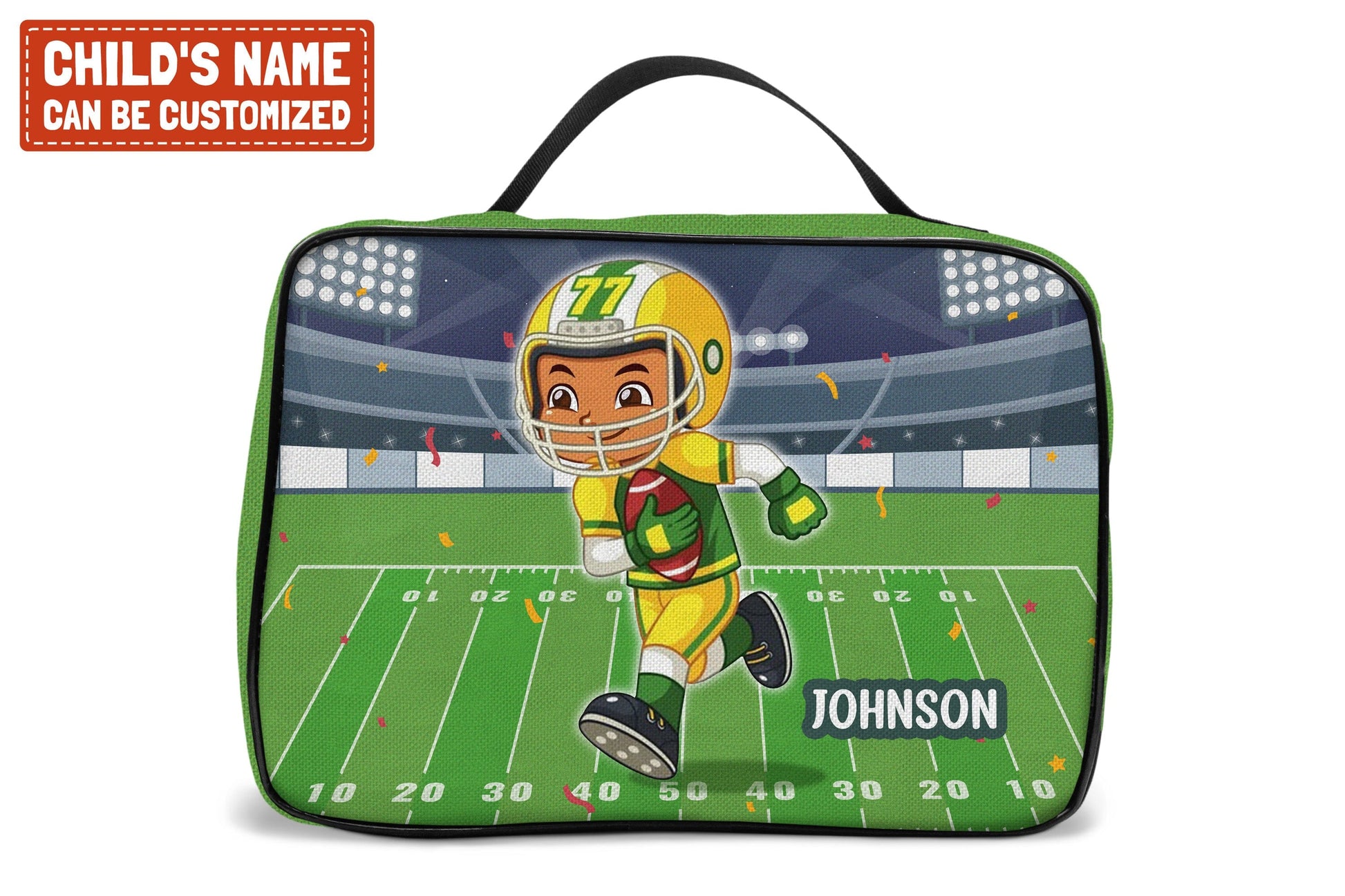 Personalized Little Afro American Football Player Lunch Bag For Kids (Without Containers) Kid Lunch bag Tianci 