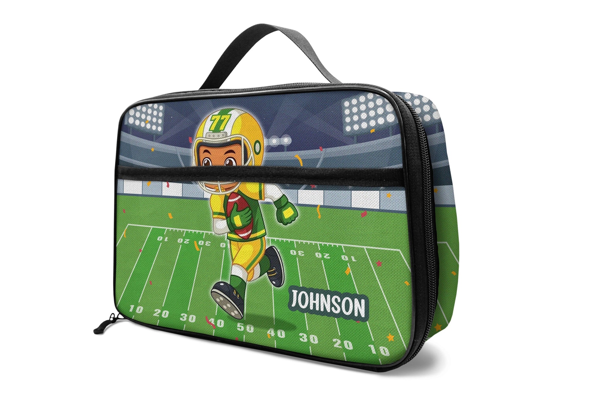 Personalized Little Afro American Football Player Lunch Bag For Kids (Without Containers) Kid Lunch bag Tianci 