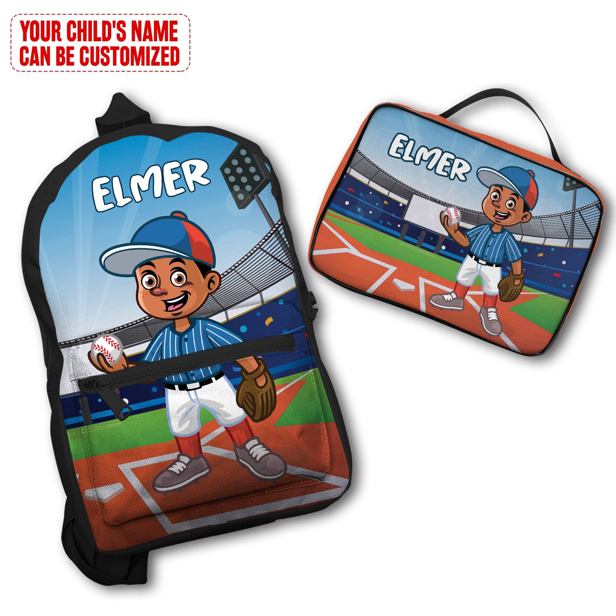 Personalized Little Afro Baseball Player Kid Backpack And Lunch Bag Set Kid Backpack And Lunch Bag Set Melaninful 