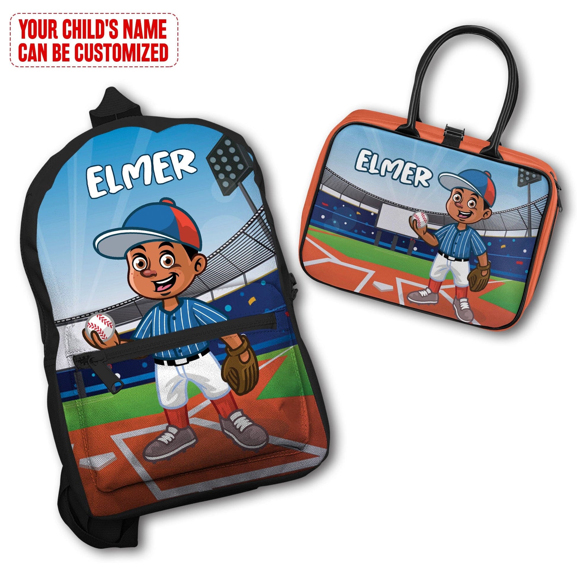 Personalized Little Afro Baseball Player Kid Backpack And Lunch Bag Set Kid Backpack And Lunch Bag Set Melaninful 