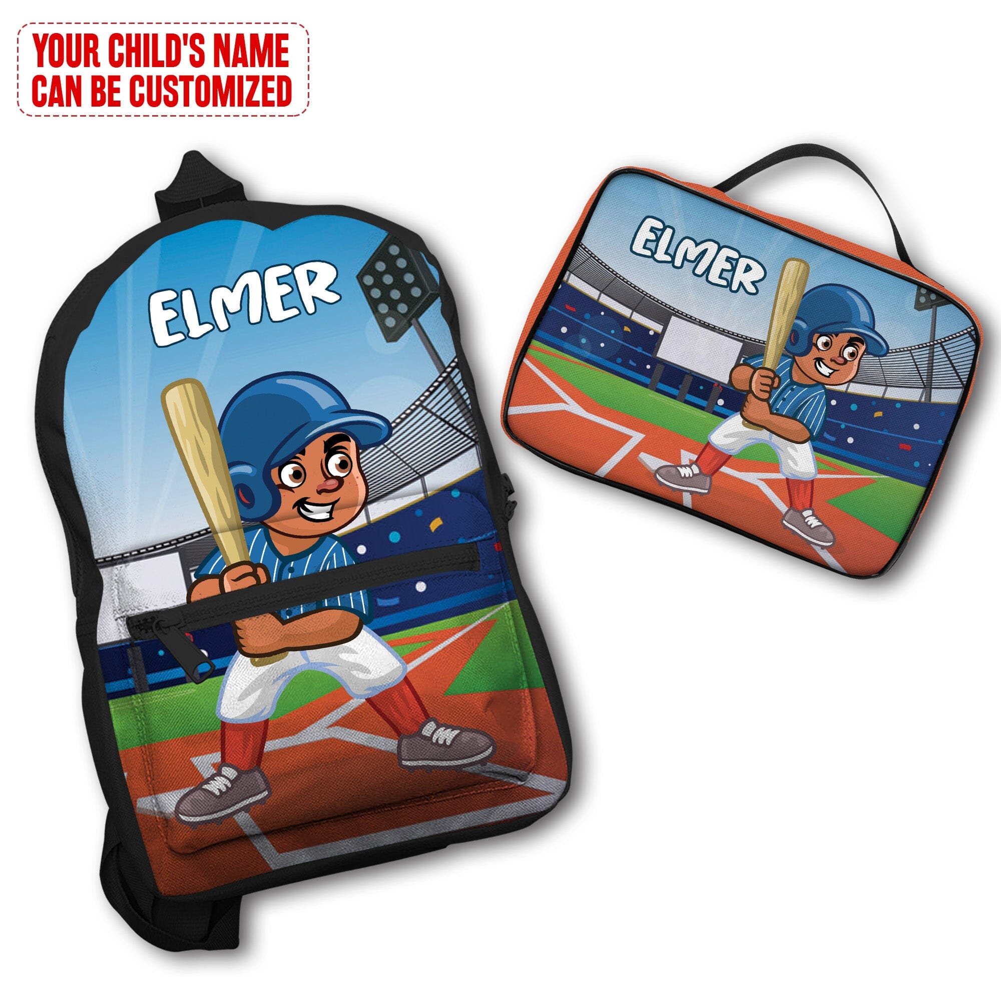 Personalized Little Afro Baseball Player Kid Backpack And Lunch Bag Set Kid Backpack And Lunch Bag Set Melaninful 