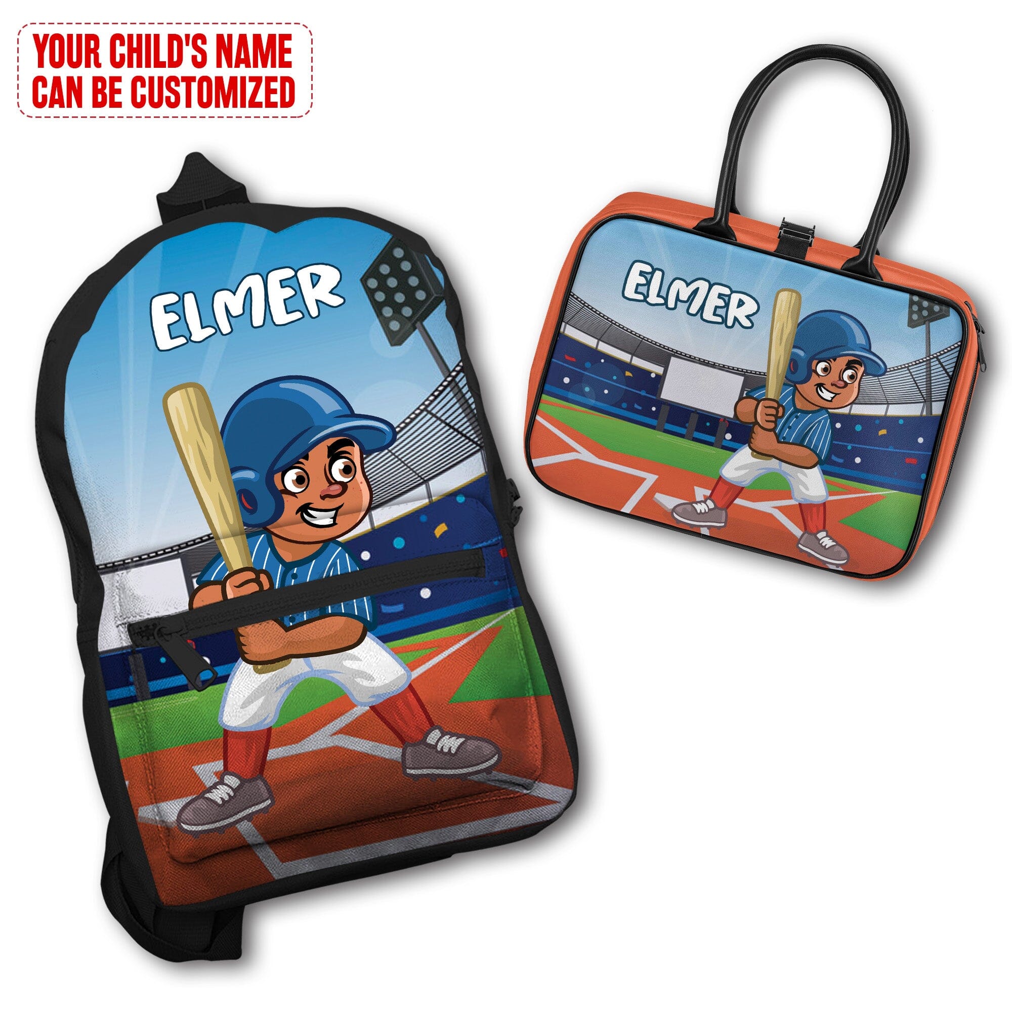 Personalized Little Afro Baseball Player Kid Backpack And Lunch Bag Set Kid Backpack And Lunch Bag Set Melaninful 