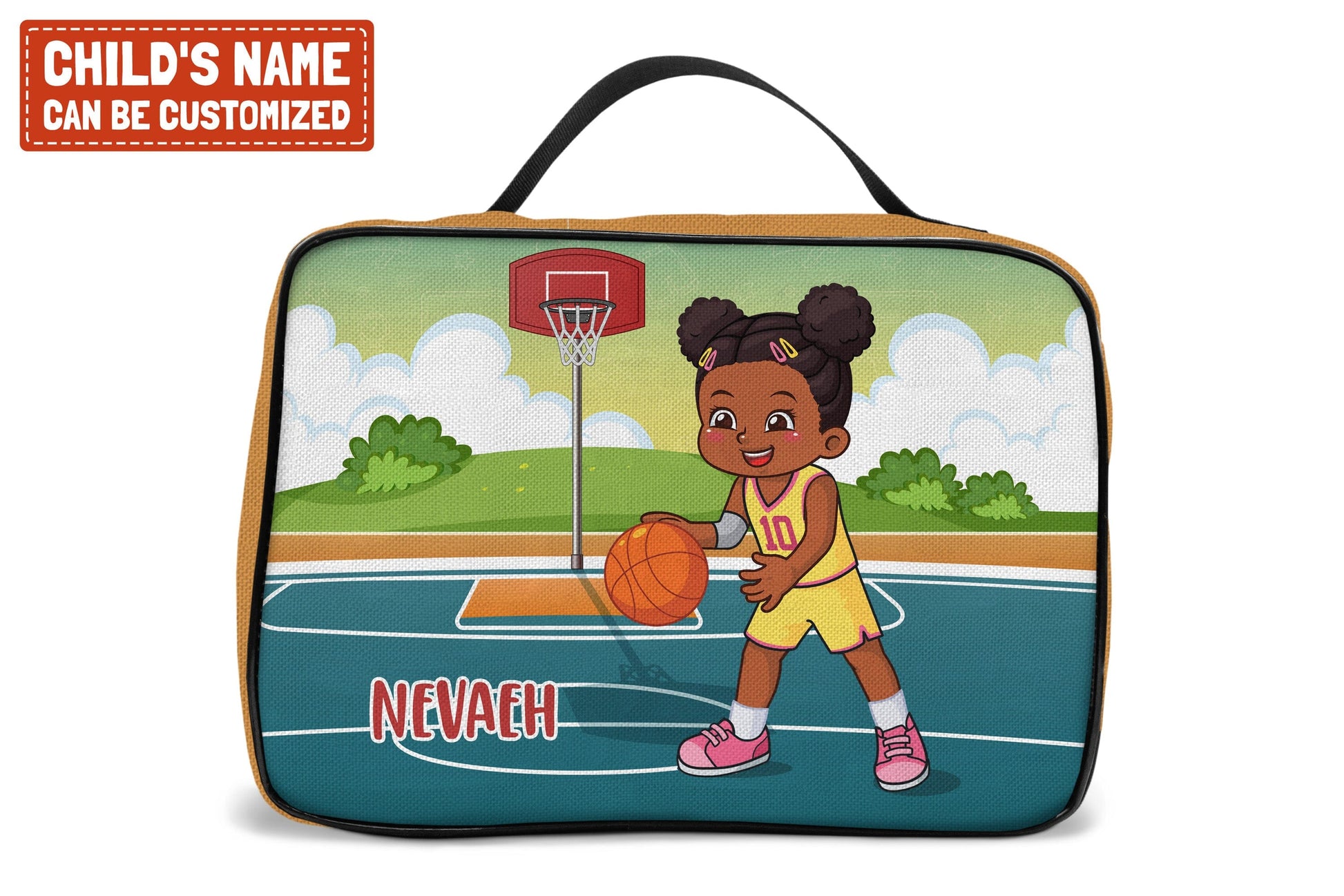 Personalized Little Afro Basketball Player Lunch Bag For Kids (Without Containers) Kid Lunch bag Tianci 