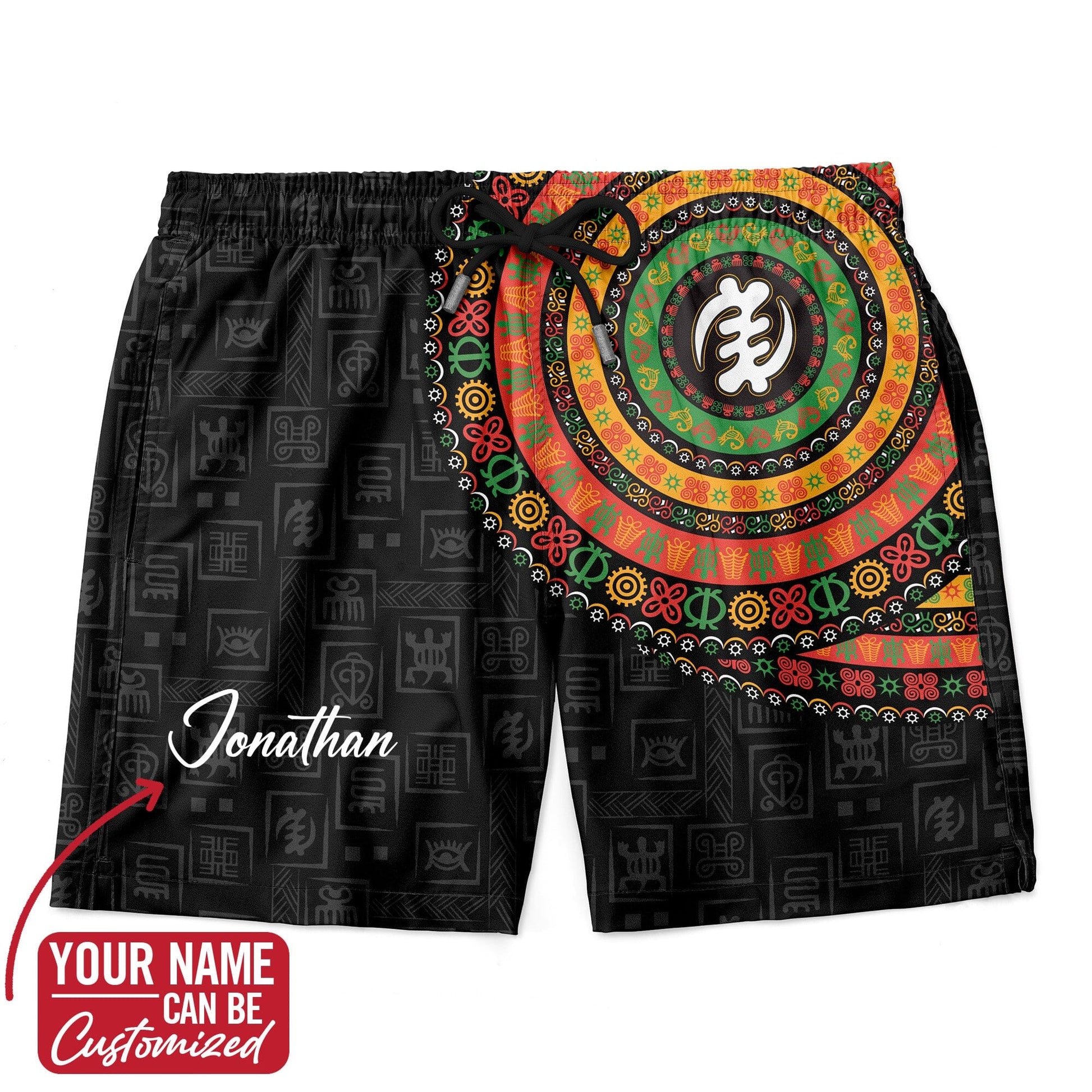 Adinkra Symbols Print Shorts Shorts Tianci 