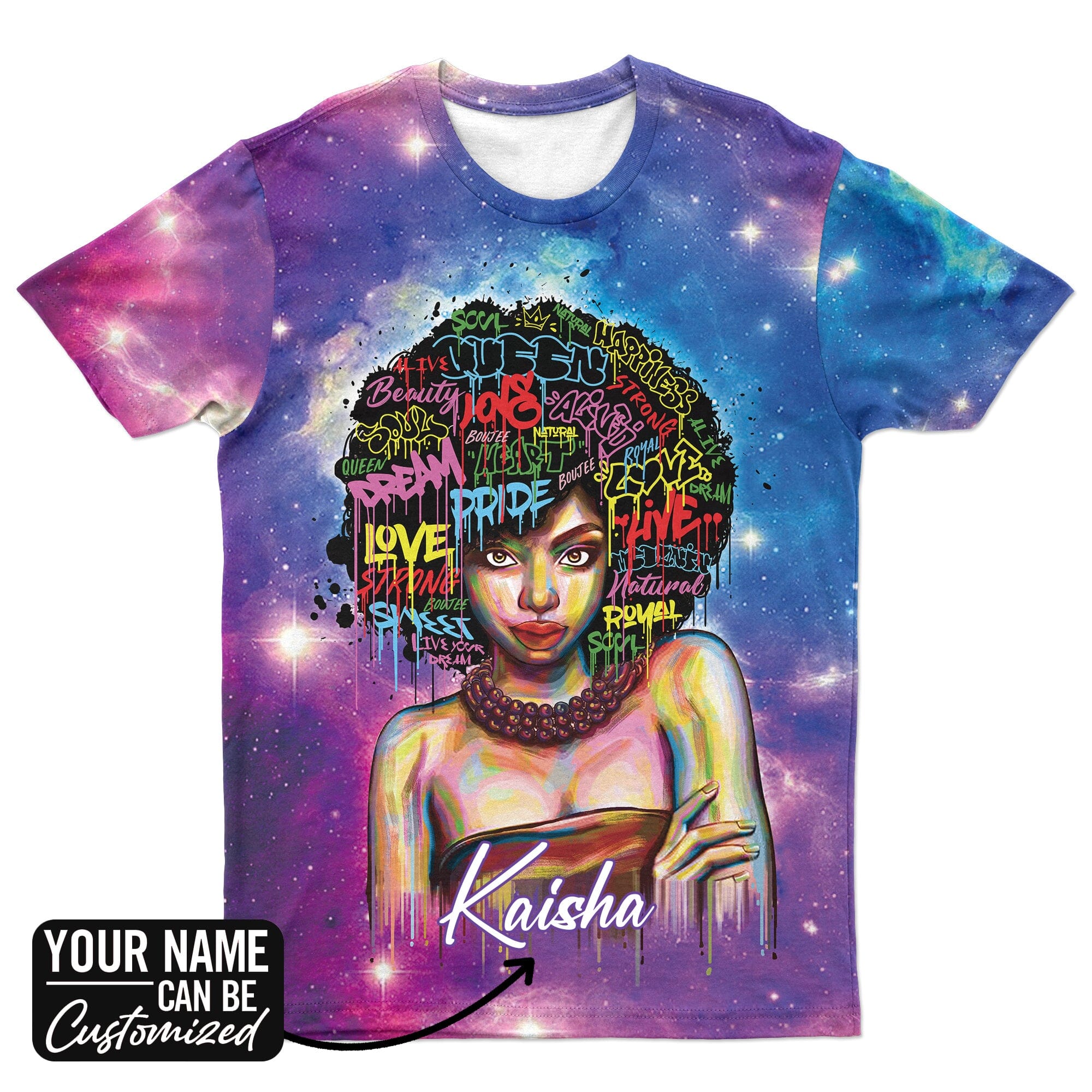 Black Girl Drawing T-shirt AOP Tee Tianci 