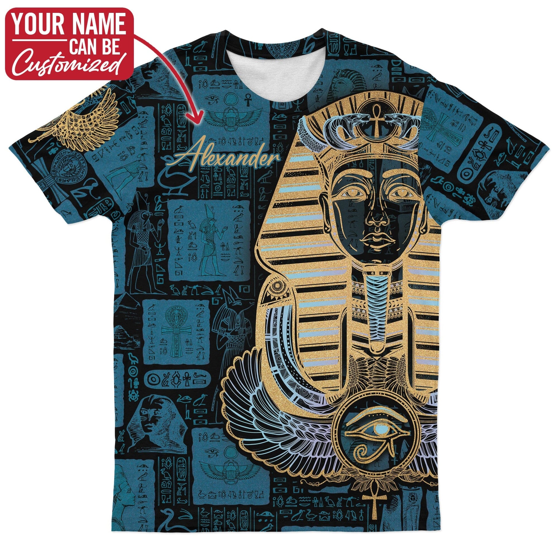Neon Egyptian King Pattern T-Shirt AOP Tee Tianci 